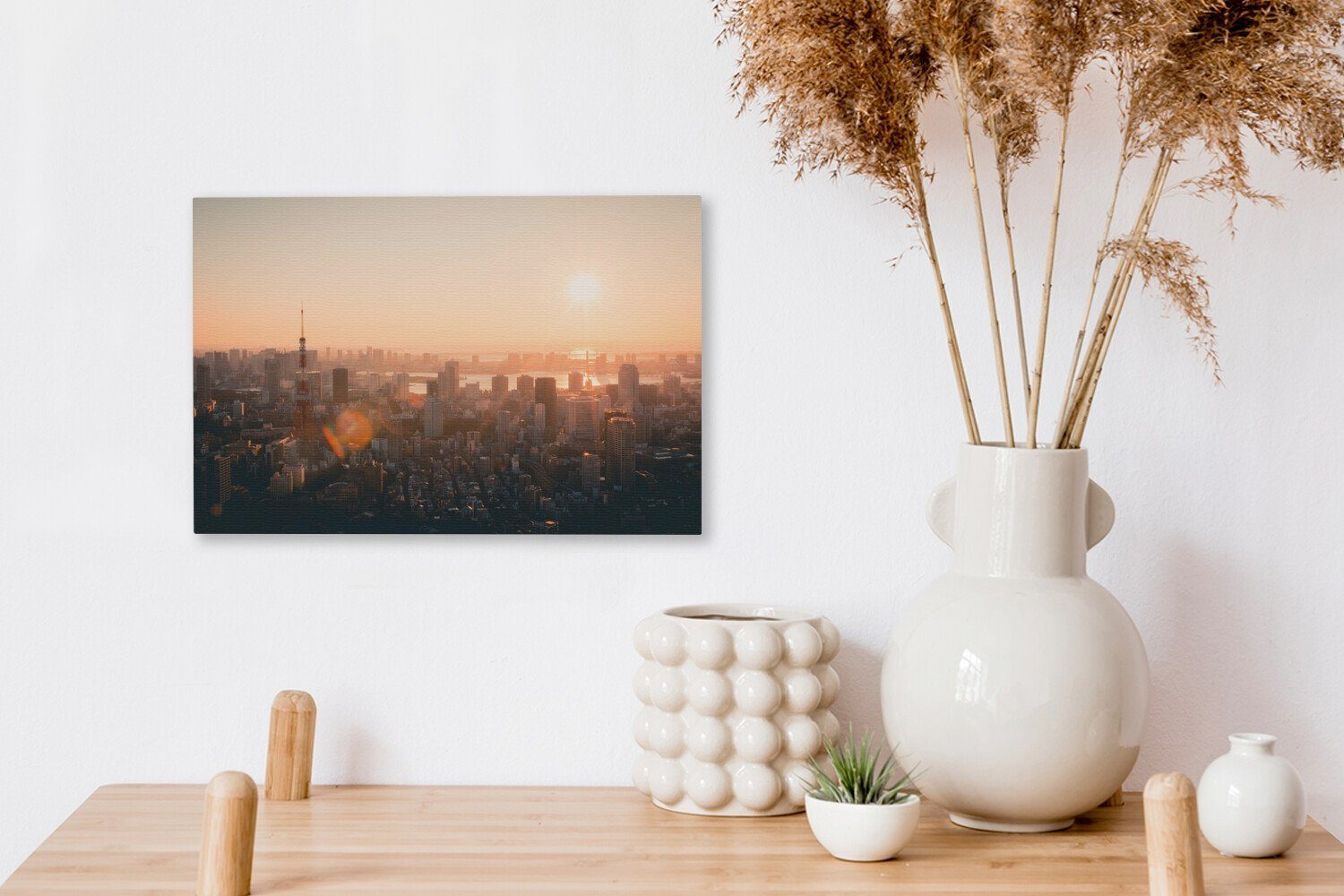 (1 Leinwandbild Sonnenaufgang, 30x20 bei cm Wandbild Wanddeko, OneMillionCanvasses® Tokio Aufhängefertig, Leinwandbilder, St),