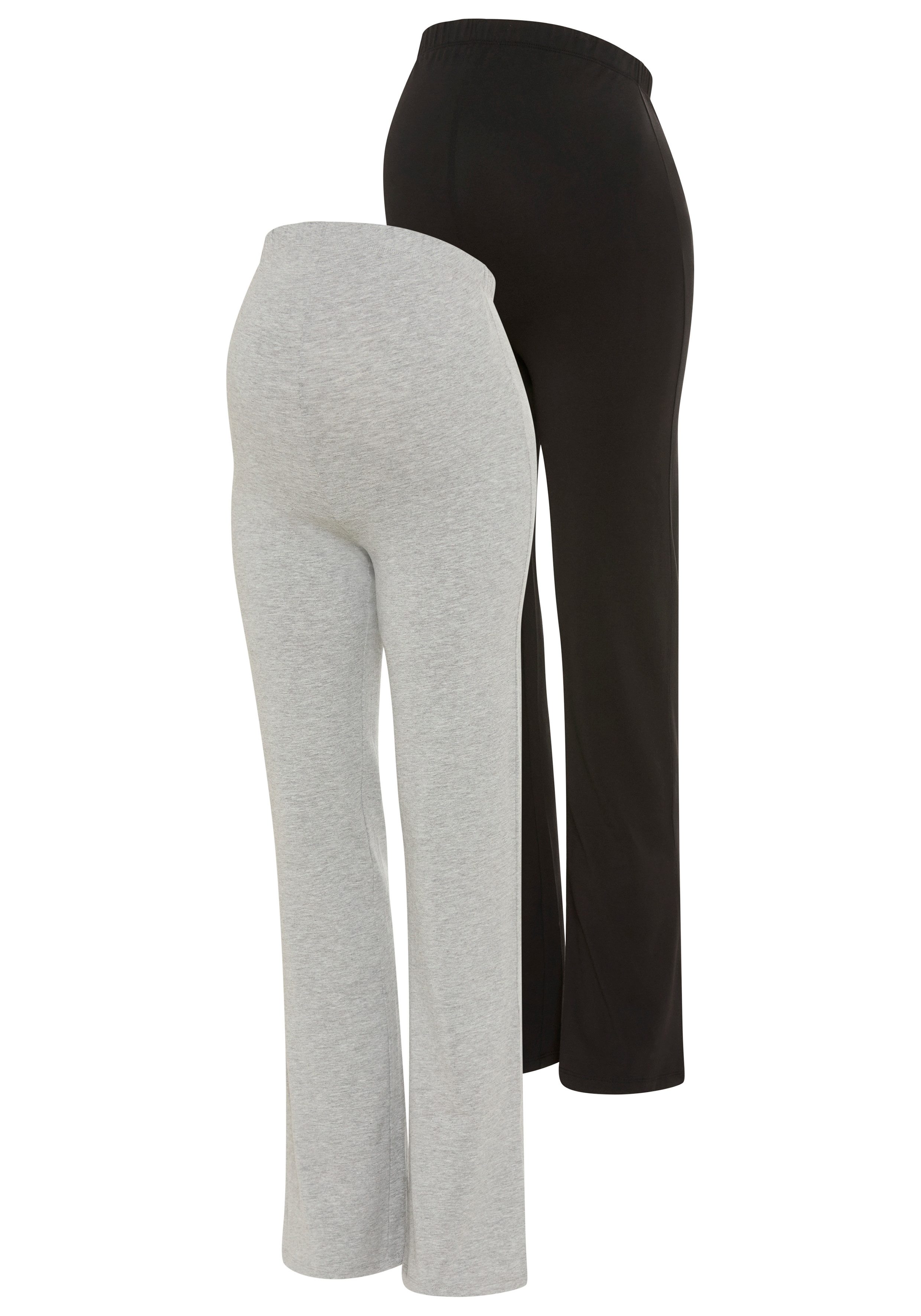 Neun Monate Umstandshose 2er Pack Umstands-Leggings mit geradem Bein (Packung, 2-tlg., 2) für Schwangerschaft, aus weicher Baumwollmischung, langer Schnitt