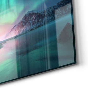 DEQORI Glasbild 'Das Nordlicht der Lofoten', 'Das Nordlicht der Lofoten', Glas Wandbild Bild schwebend modern