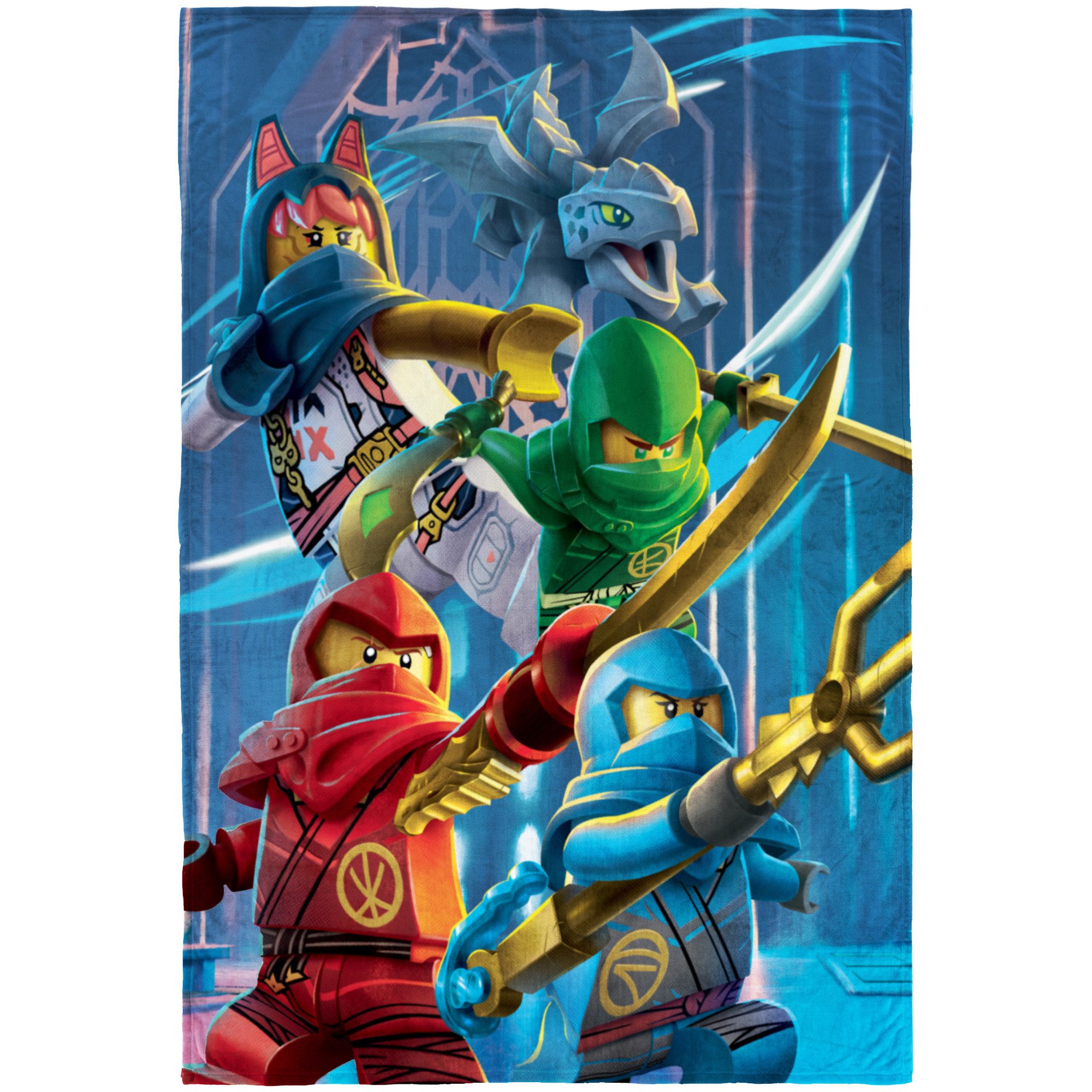 BERONAGE Tagesdecke LEGO Ninjago Kuscheldecke Templefall 150x200 cm Decke, passend zur Bettwäsche, ideal für Sofa, Couch, Bett, Auto, Camping