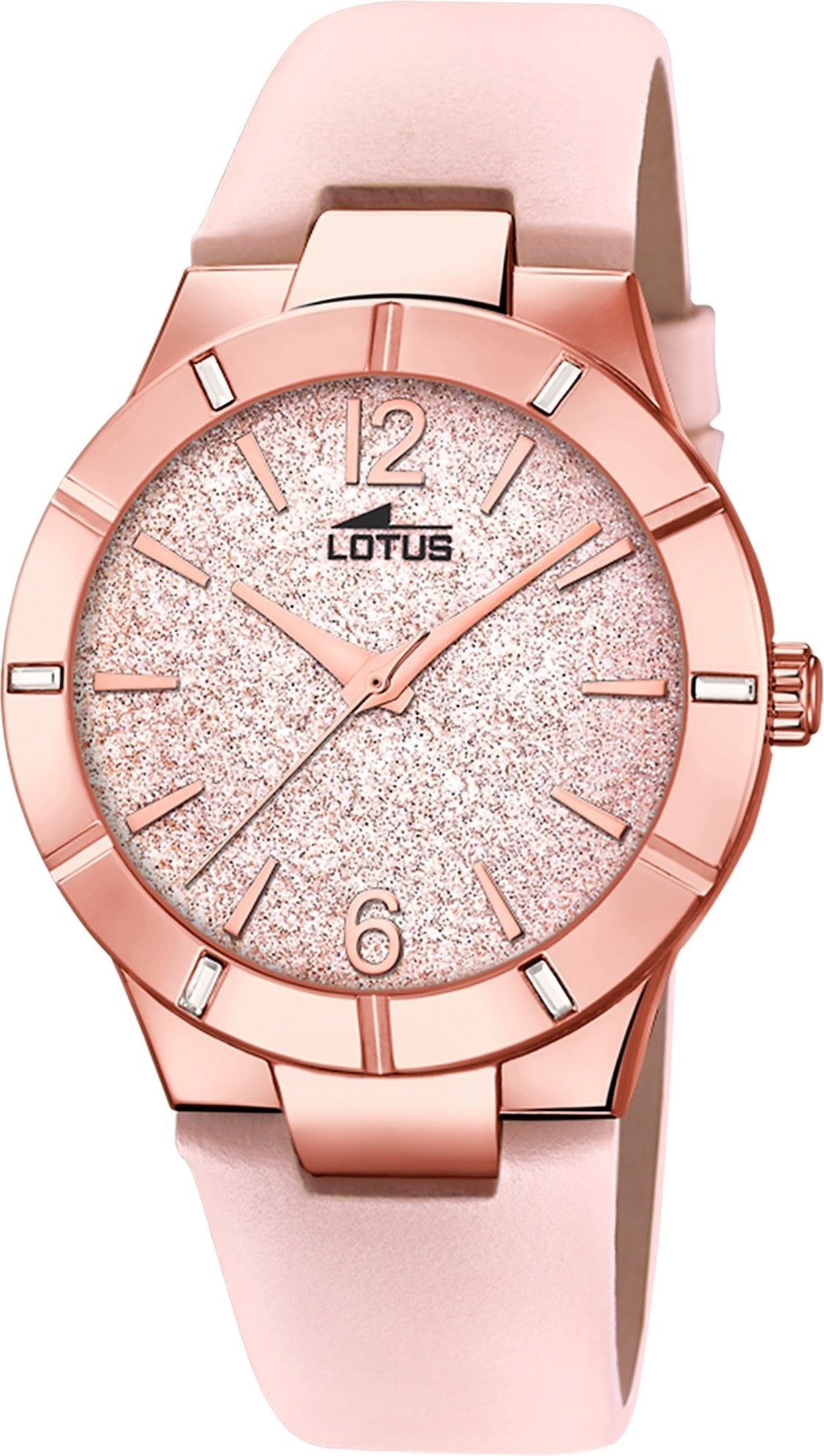 Lotus Quarzuhr Lotus Damenuhr Trendy Armbanduhr Leder, (Analoguhr), Damen Armbanduhr rund, mittel (ca. 36mm), Edelstahl, Luxus