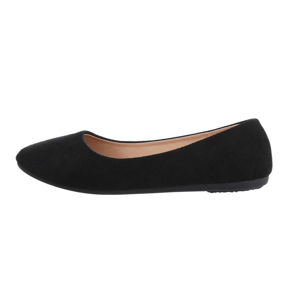 Ital-Design Damen Schlupfschuhe Freizeit Ballerina Flach Klassische Ballerinas in Schwarz