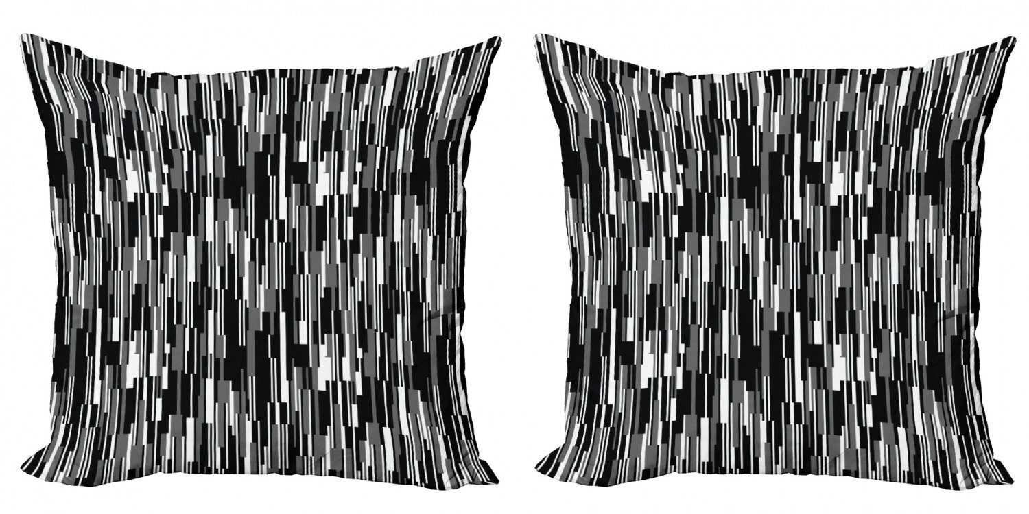 Kissenbezüge Modern Accent Doppelseitiger Digitaldruck, Abakuhaus (2 Stück), Schwarz und weiß abstrakte Linien