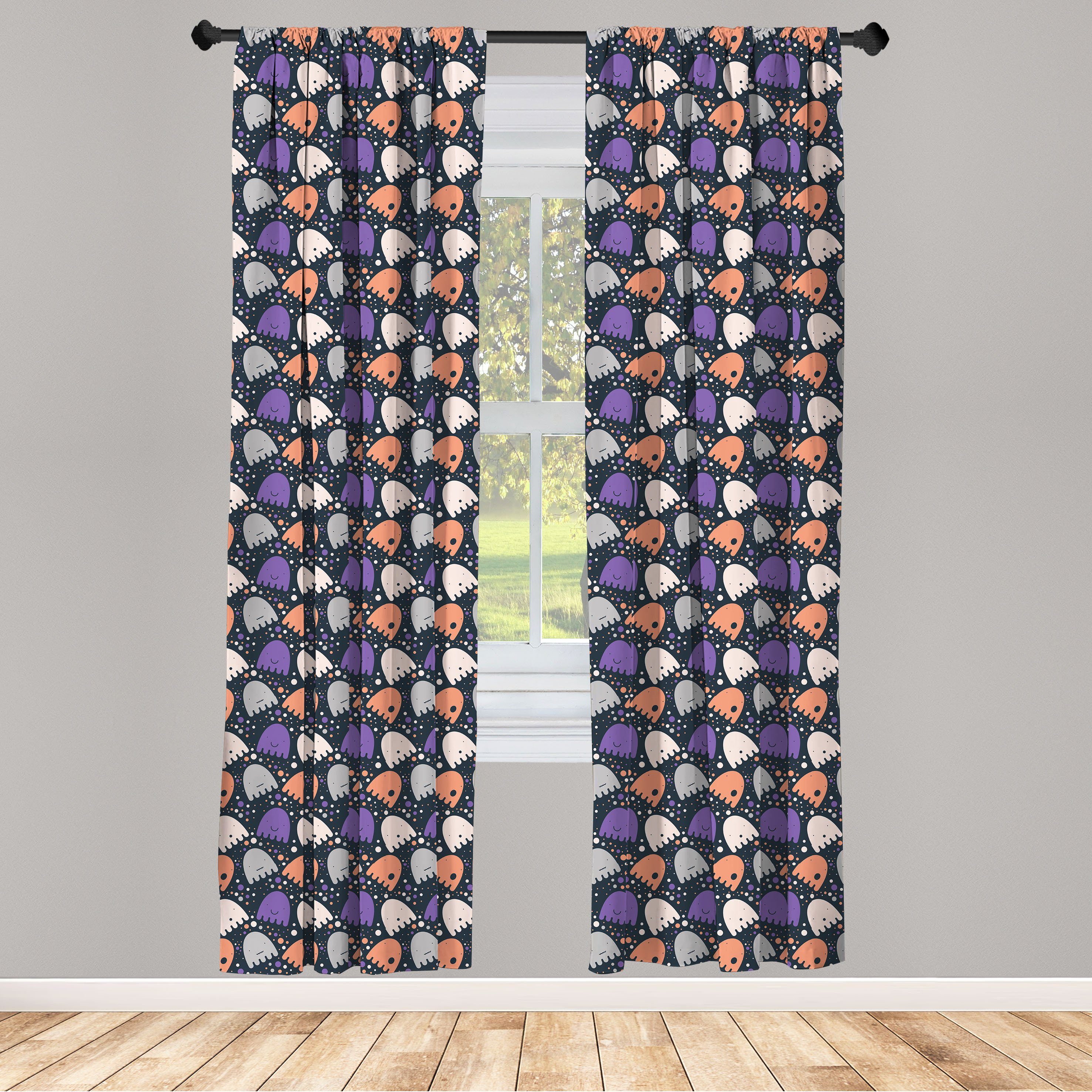 Gardine Vorhang für Wohnzimmer Schlafzimmer Dekor, Abakuhaus, Microfaser, Geist Spooky und Funny Dots