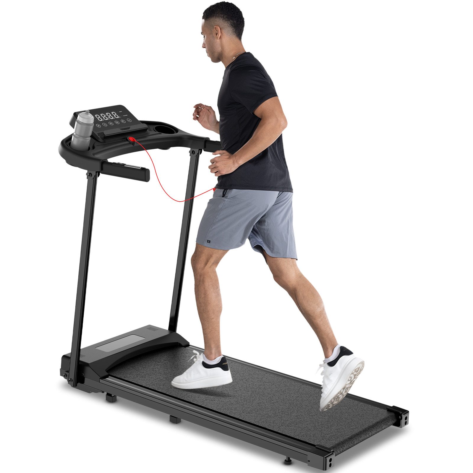 Dskeuzeew Laufband - Klappbares Laufbänder – 4-in-1-Elektrolaufband (Fläche 39 x103 cm - ultrakompakt - Bis 150 kg), Mit App und Bluetooth - 1–12 km/h einstellbar - Motor 3,0 PS