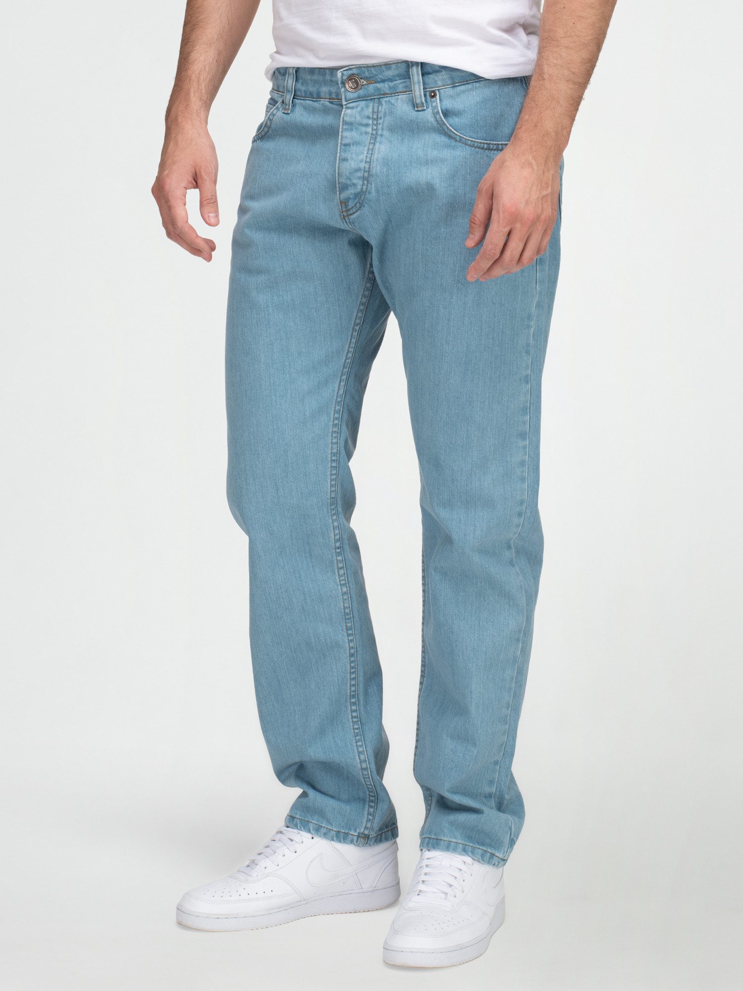 Lorenzo Loren Straight-Jeans Herren Jeans Stonewashed Hellblau LL-4014 günstig online kaufen