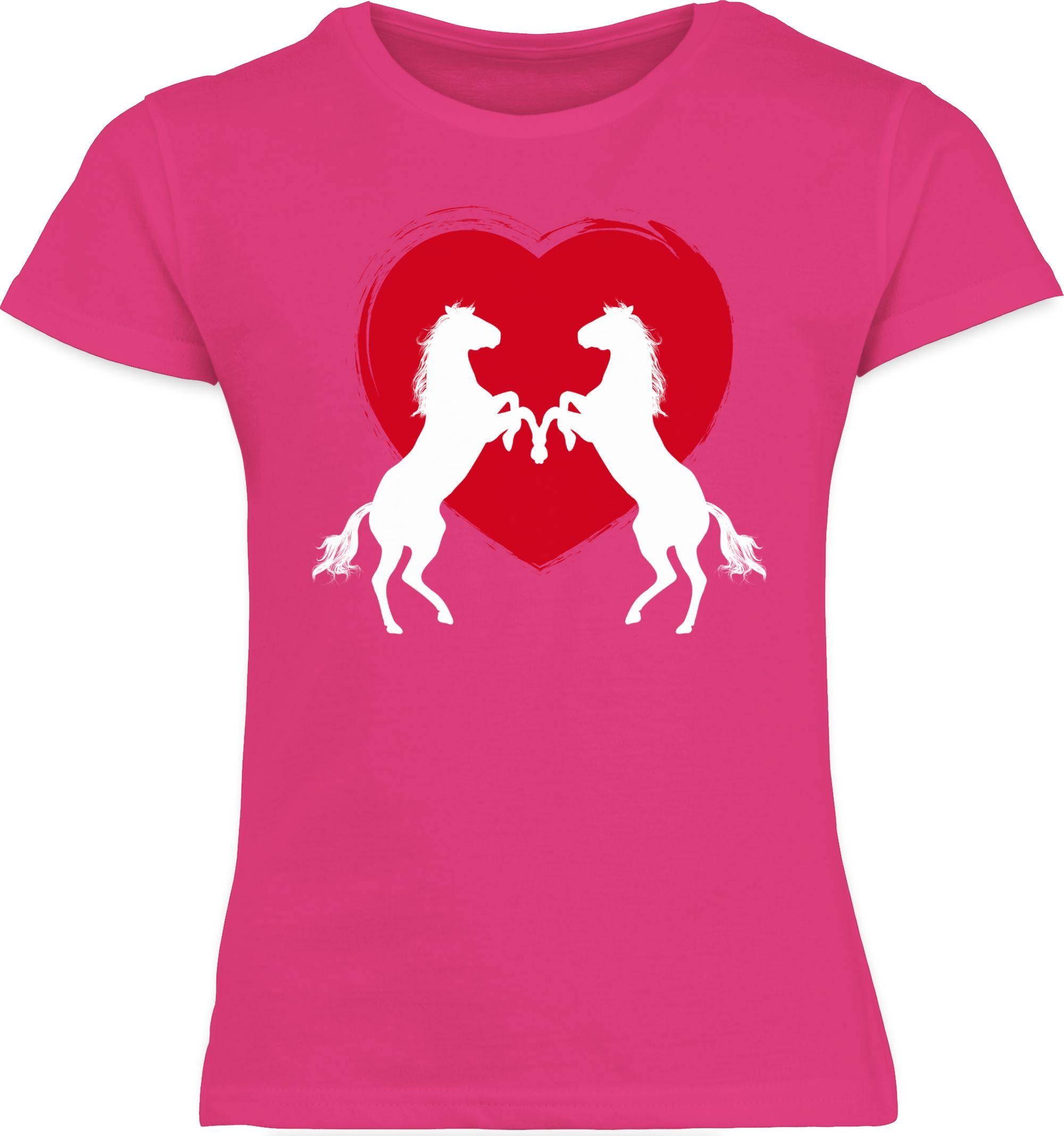 Pferd Pferde T-Shirt Fuchsia mit 1 Shirtracer Herz