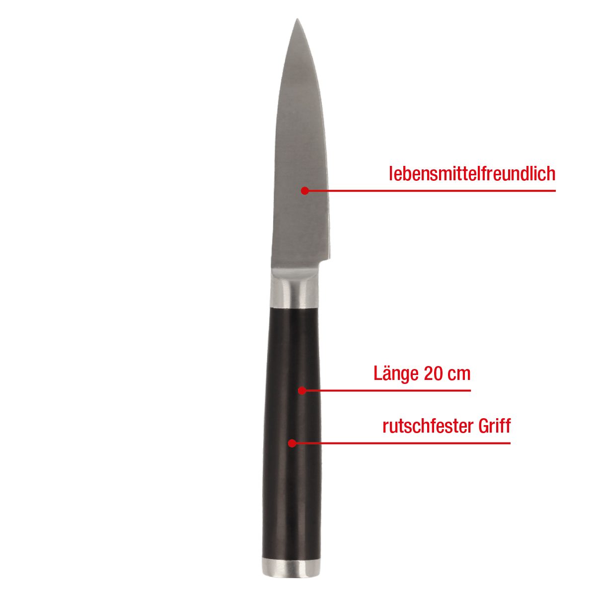EUROHOME Universalmesser Edelstahl Schälmesser scharf mit rutschfestem Kunststoffgriff, (1 St., Messer 20 cm lang), Universalmesser Küche - scharfes Gemüsemesser