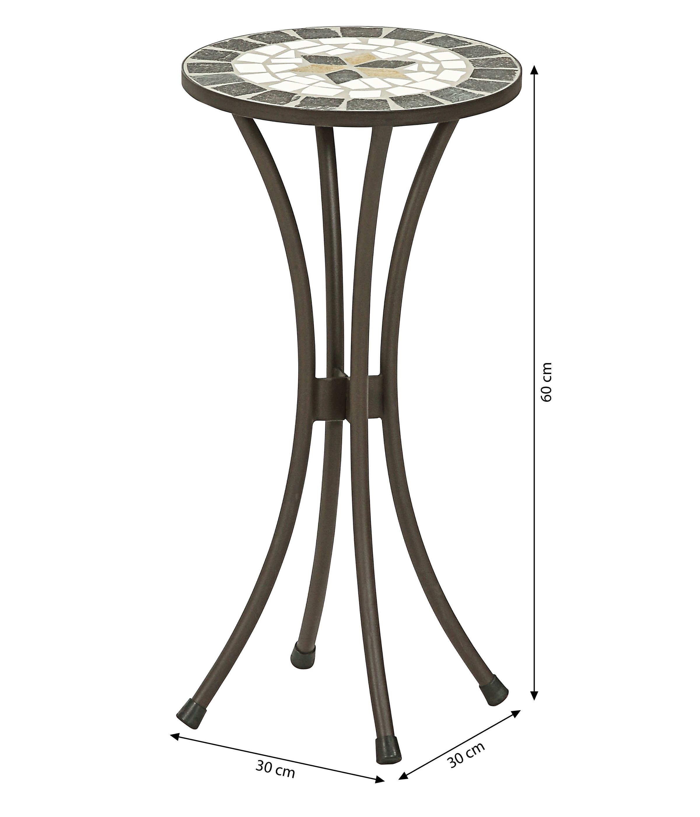 Dehner Blumenständer Blumenhocker Diana mit Mosaik, Stahl/Stein, Dekorativer Blumentisch mit Stern-Mosaik und wetterbeständigem Metall