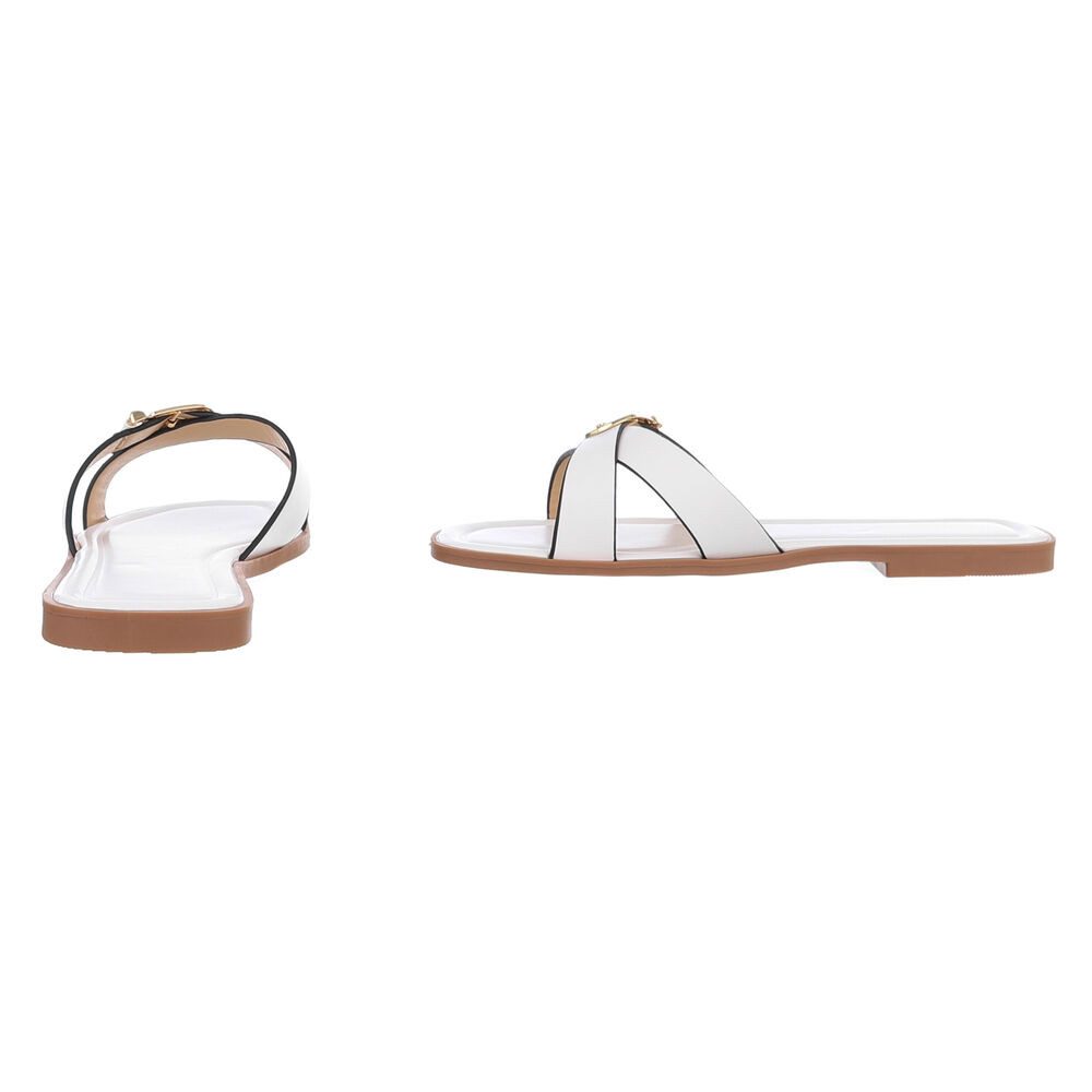 Ital-Design Elegante Komfort-Sandalen für jeden Anlass Pantolette (89322917) Blockabsatz Pantoletten in Weiß – Bild 5 von 5