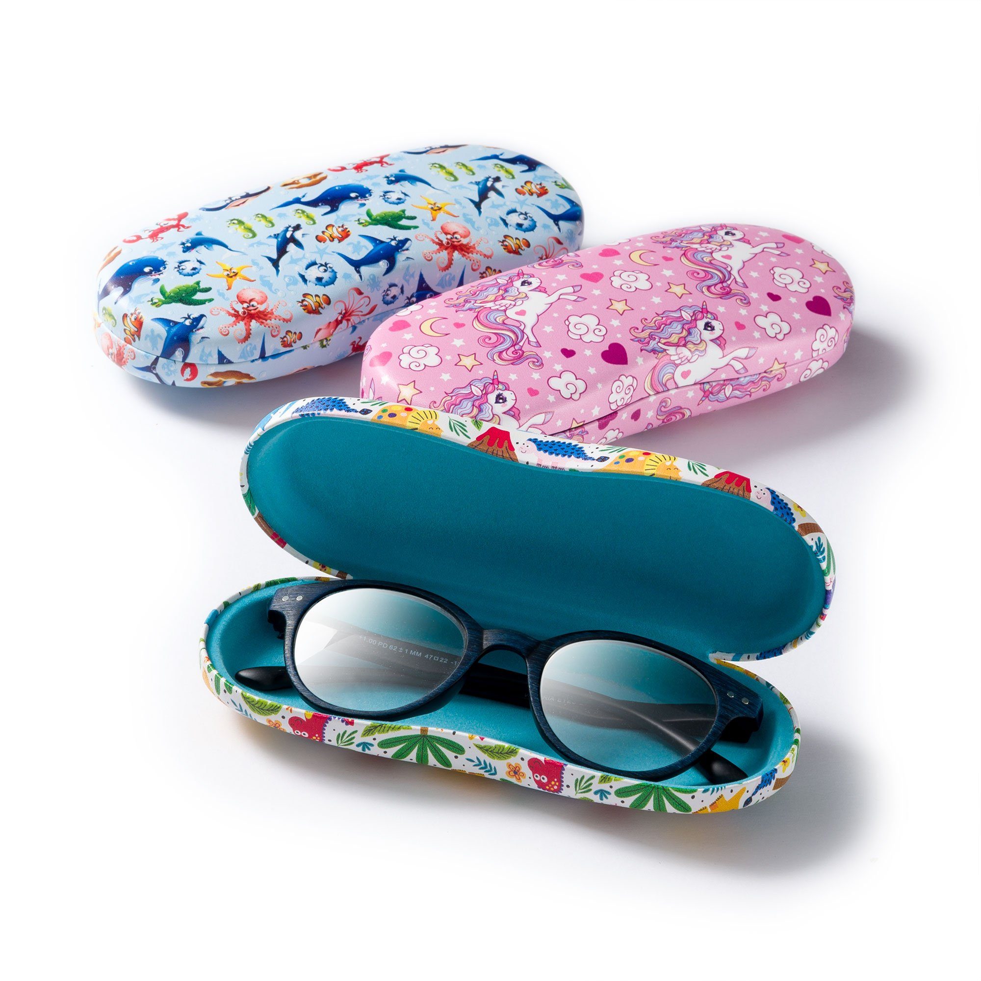 FEFI Brillenetui "Kinder Brillenetui (Hardcase)", Set aus 1 Etui + hochwertigem Mikrofasertuch