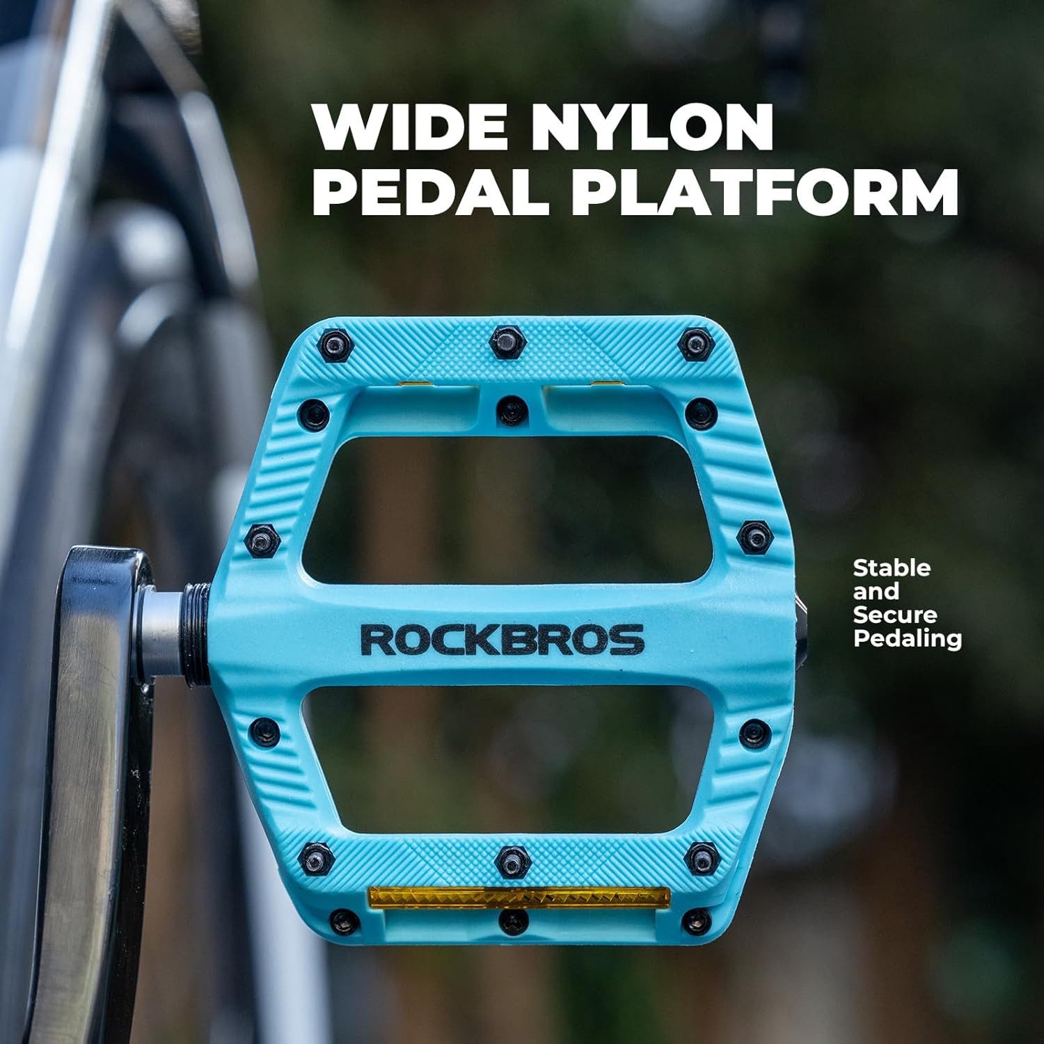 ROCKBROS Fahrradpedale Flache rutschfeste Nylon-Fahrradpedale für MTB E-Bike mit Reflektor