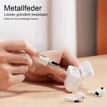 MODFU Reinigungsstift 3 in 1 Airpods Reinigungsset Bluetooth Kopfhörer Reinigungsstift weich, Multifunktions Werkzeug Weiche Bürste Kopfhörer Handy Kamera Tastatur
