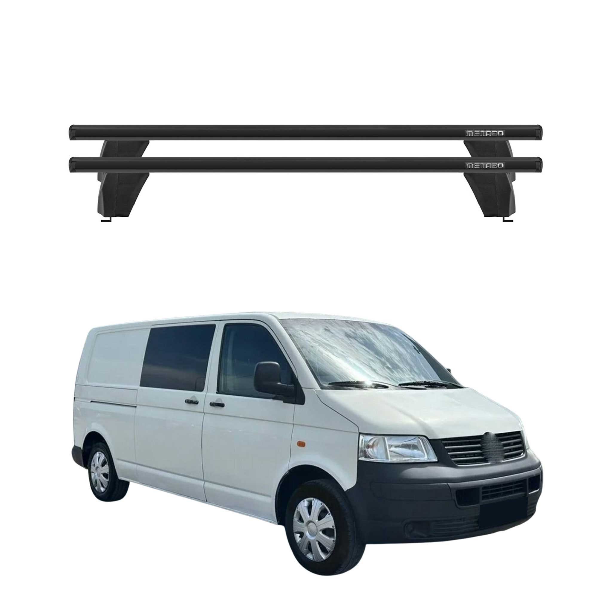 OMAC Dachträger Menabo Querträger für VW Multivan T5 2003-2015 ABE Aluminium Schwarz (2-St), Wasserbeständig,Abnehmbar,Multifunktional,Leichtgewichtig