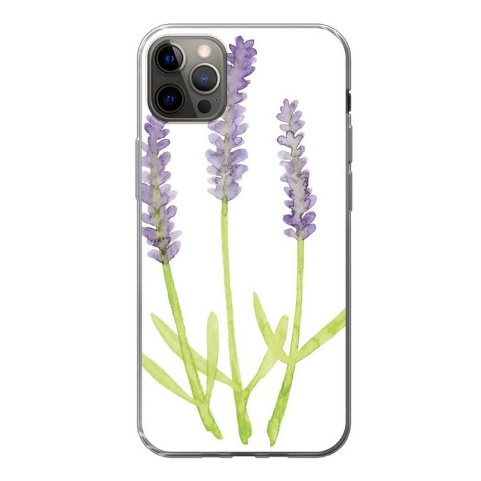 MuchoWow Handyhülle Lavendel - Aquarell - Pflanzen Handyhülle Apple iPhone 12 Pro Max Smartphone-Bumper Print Handy