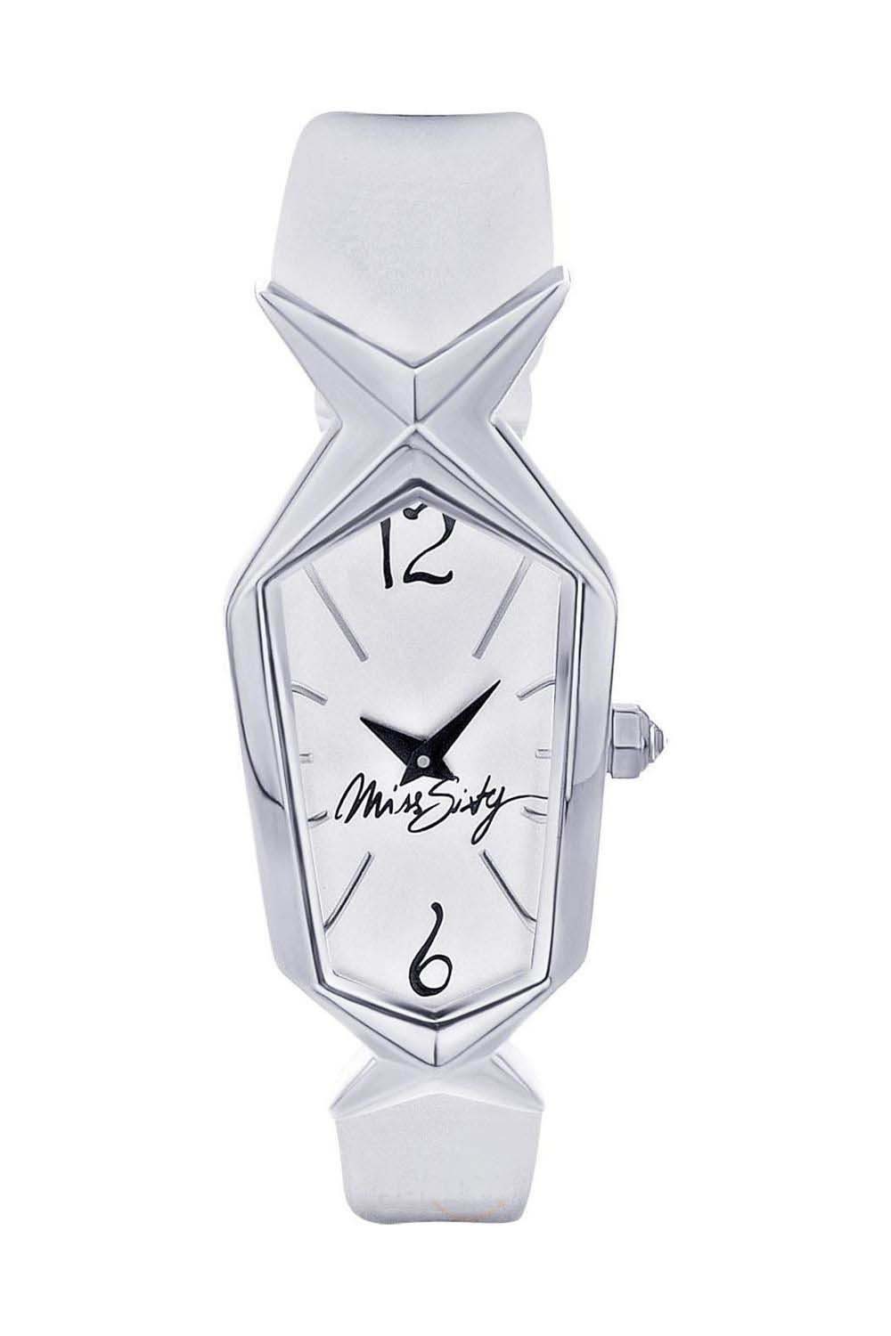 MISS SIXTY Quarzuhr SCJ005, Lederband, Silber, Weiß, Dornschließe