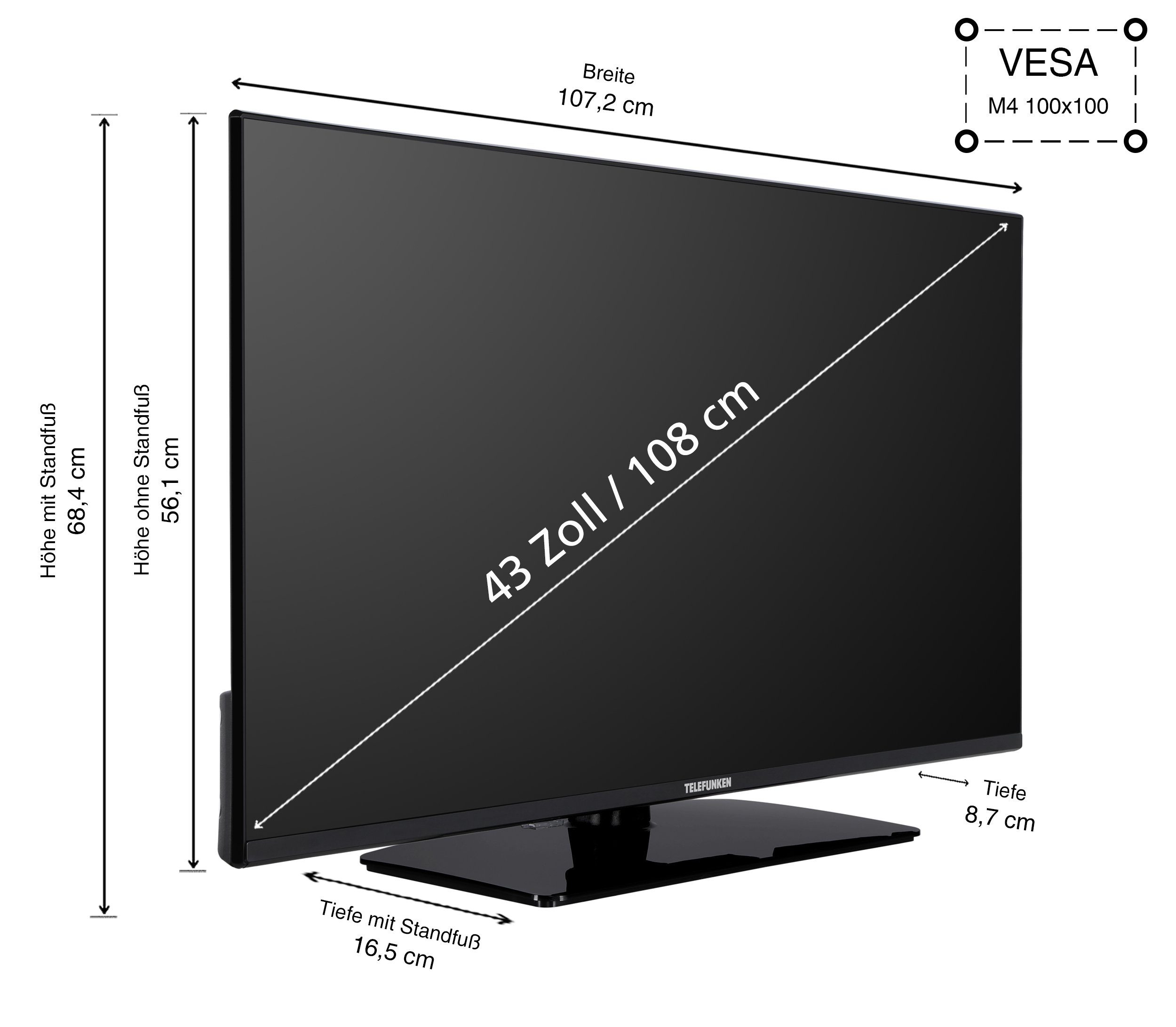 Telefunken XF43AN750M LCD-LED Fernseher (108 cm/43 schwarz ! RABATT: 27.71%