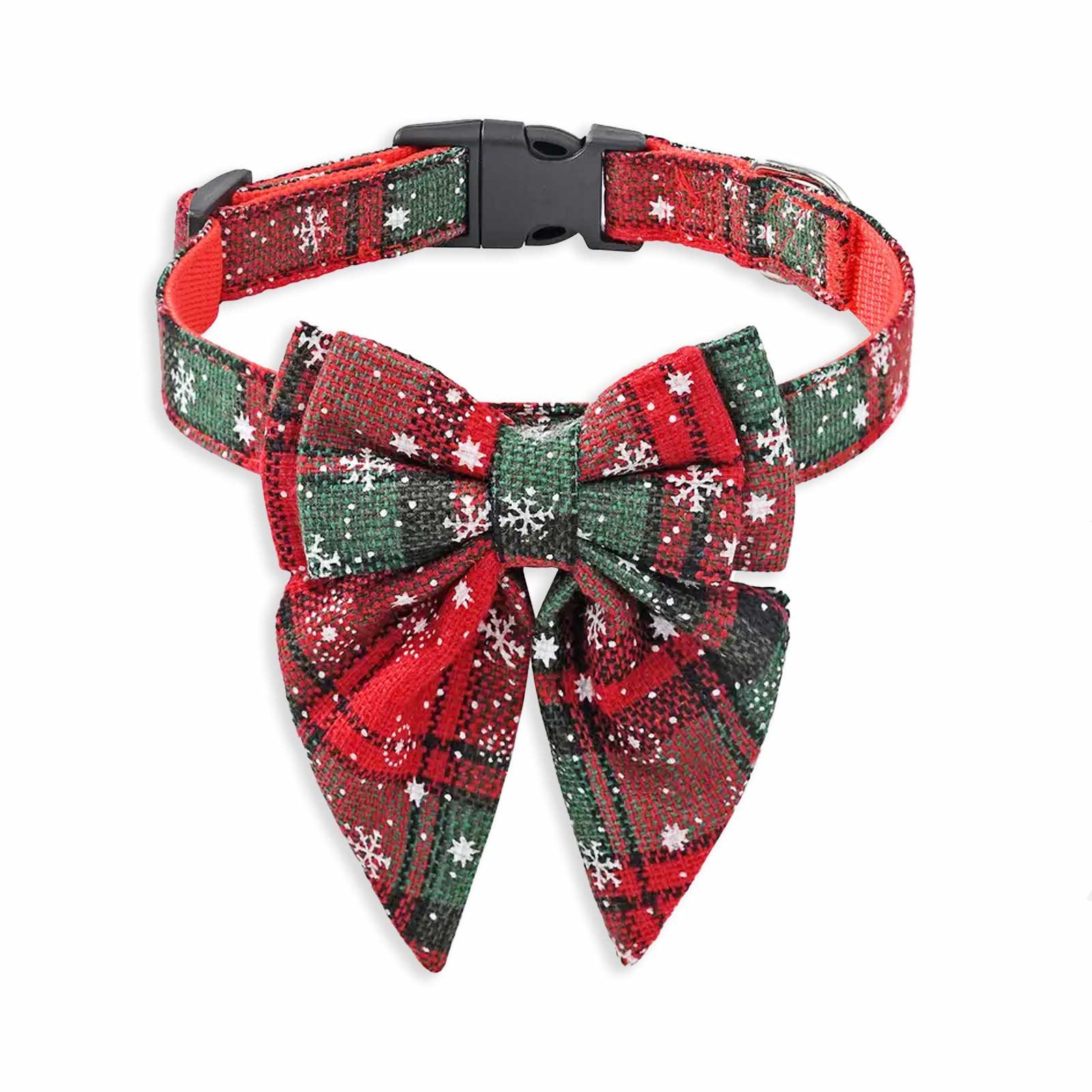 Monkimau Hunde-Halsband Hundehalsband mit Schleife in rot/grün - S