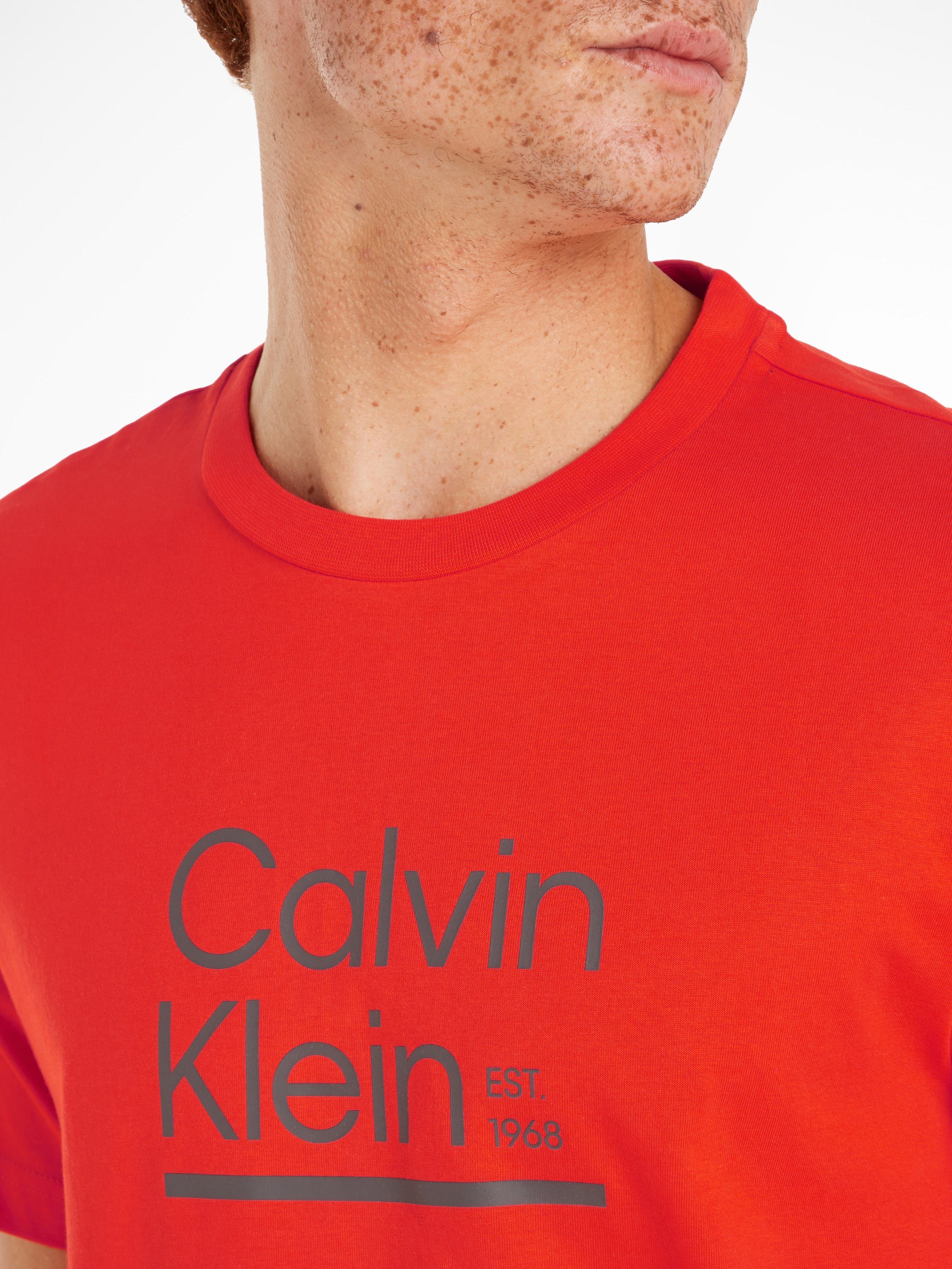 LOGO LINE mit T-Shirt Calvin CONTRAST Spicy Klein T-SHIRT Orange CK-Logodruck