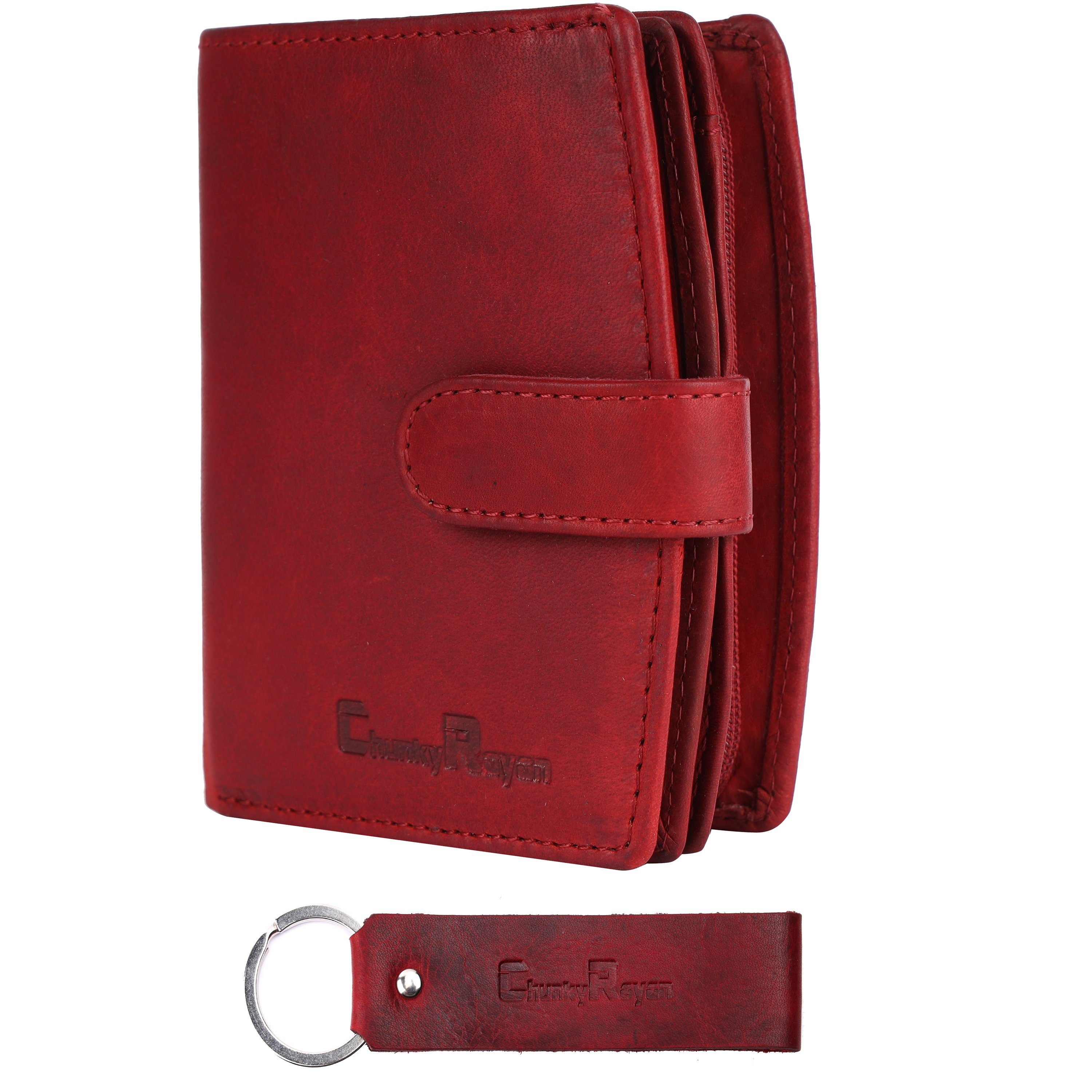 Geldbörse Echtleder Chunkyrayan Schutz Damen RFID Hochwertig Red Vintage Chunkyrayan Geldbörse