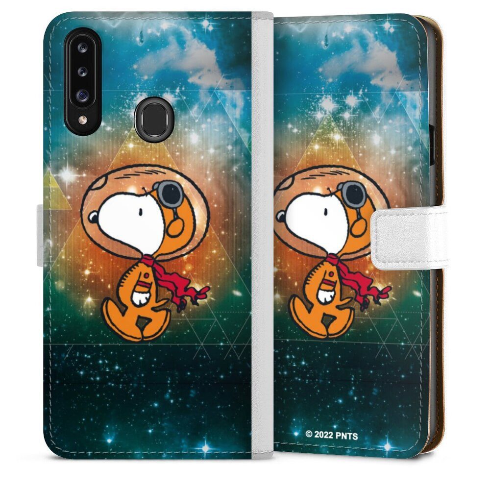 DeinDesign Handyhülle Snoopy Astronaut Offizielles Lizenzprodukt, Samsung Galaxy A20s Hülle Handy Flip Case Wallet Cover