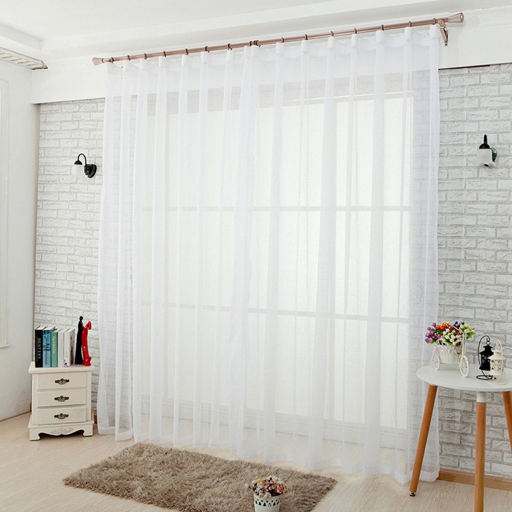 St) Gardine Ösen 2er Set, (2 Weiß in FELIXLEO, Gardinen halbtransparent mit 137×137cm Voile kurz