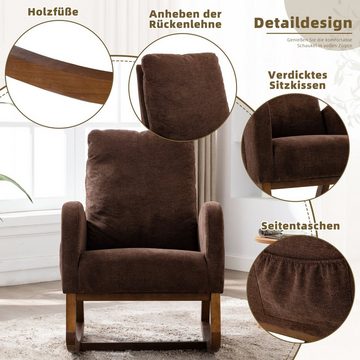 OKWISH Polsterstuhl Schaukelstuhl Wohnzimmerstuhl Relax Stuhl Sessel (mit Seitentaschen, mit hoher Rückenlehne), Baby- und Kindergepolsterter Schaukelstuhl