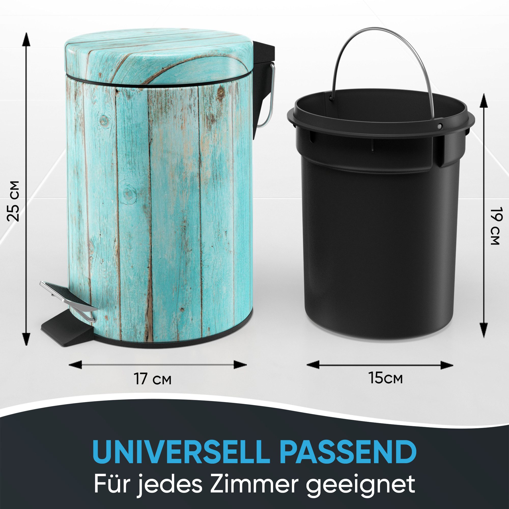 Sanilo Kosmetikeimer mit Motiv, viele schöne Bad Mülleimer zur Auswahl, 3 Liter, Abfalleimer mit Absenkautomatik & Innenbehälter