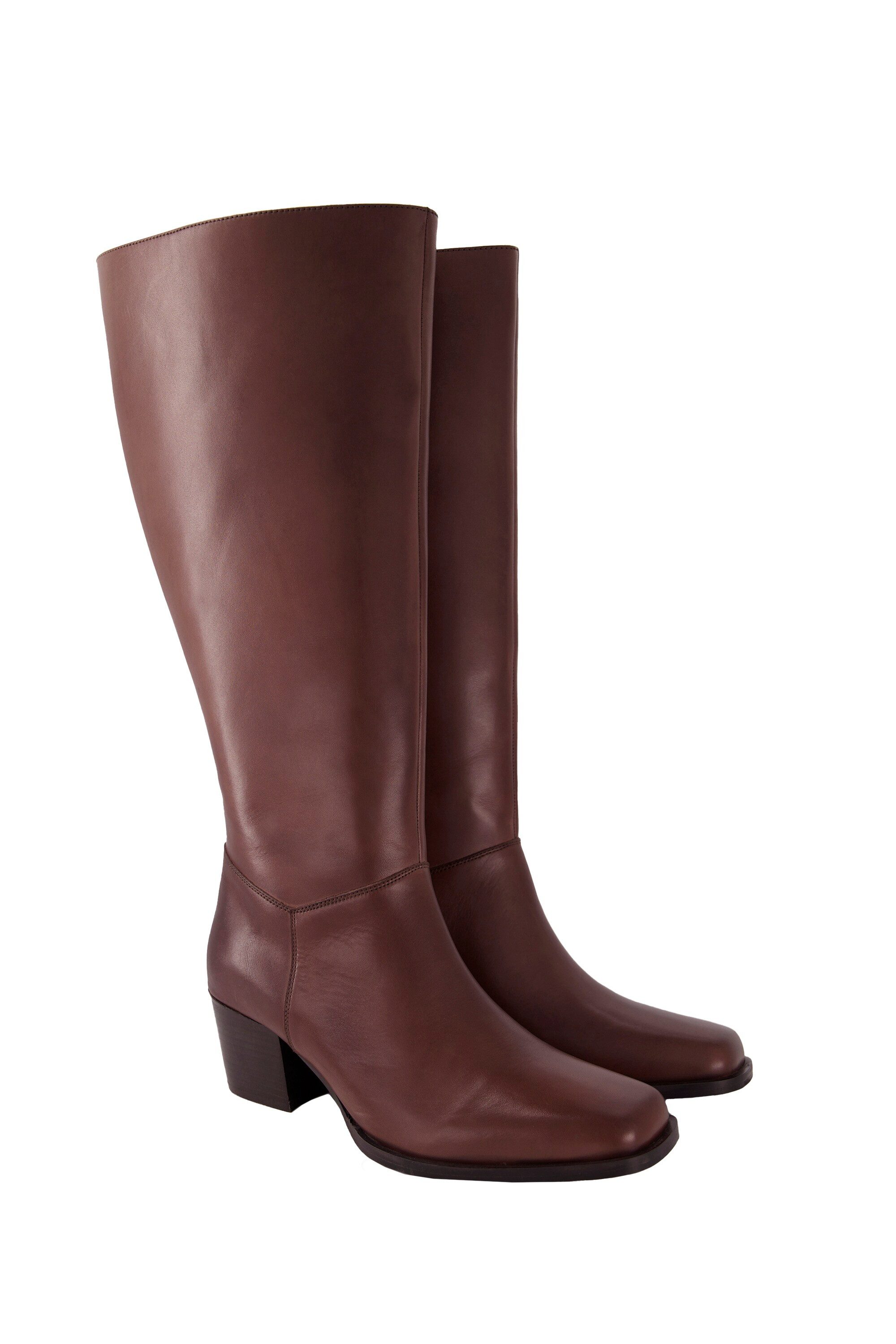 Ulla Popken Lederstiefel XXXL-Schaft Elastikeinsatz Weite günstig online kaufen
