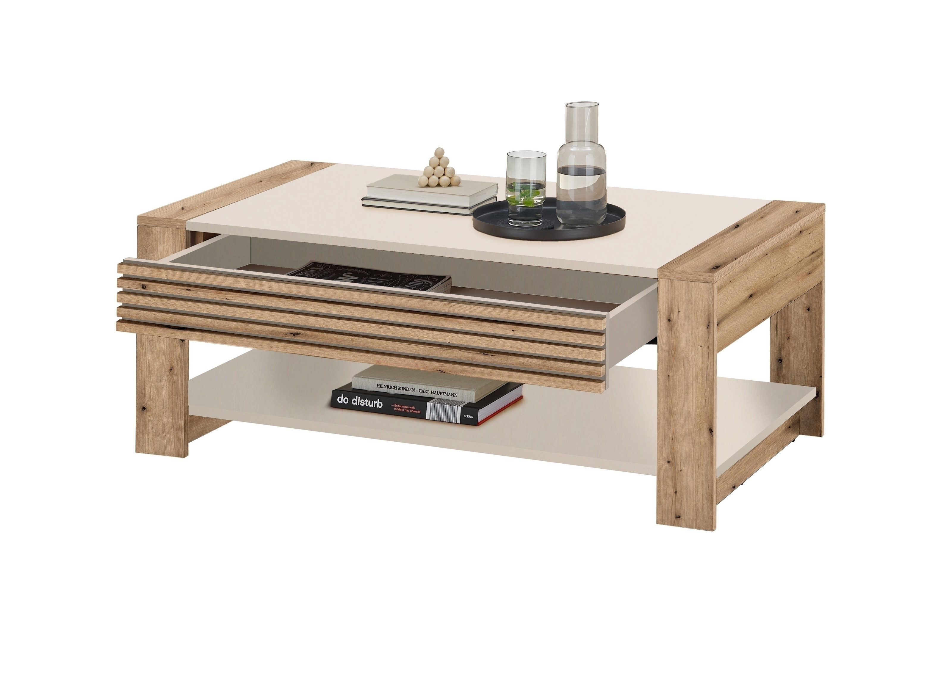 Stolkom Sp.z.o.o. Couchtisch Schublade, Artisan Eiche Dekor, kaschmir - 108x42x60cm (BxHxT)