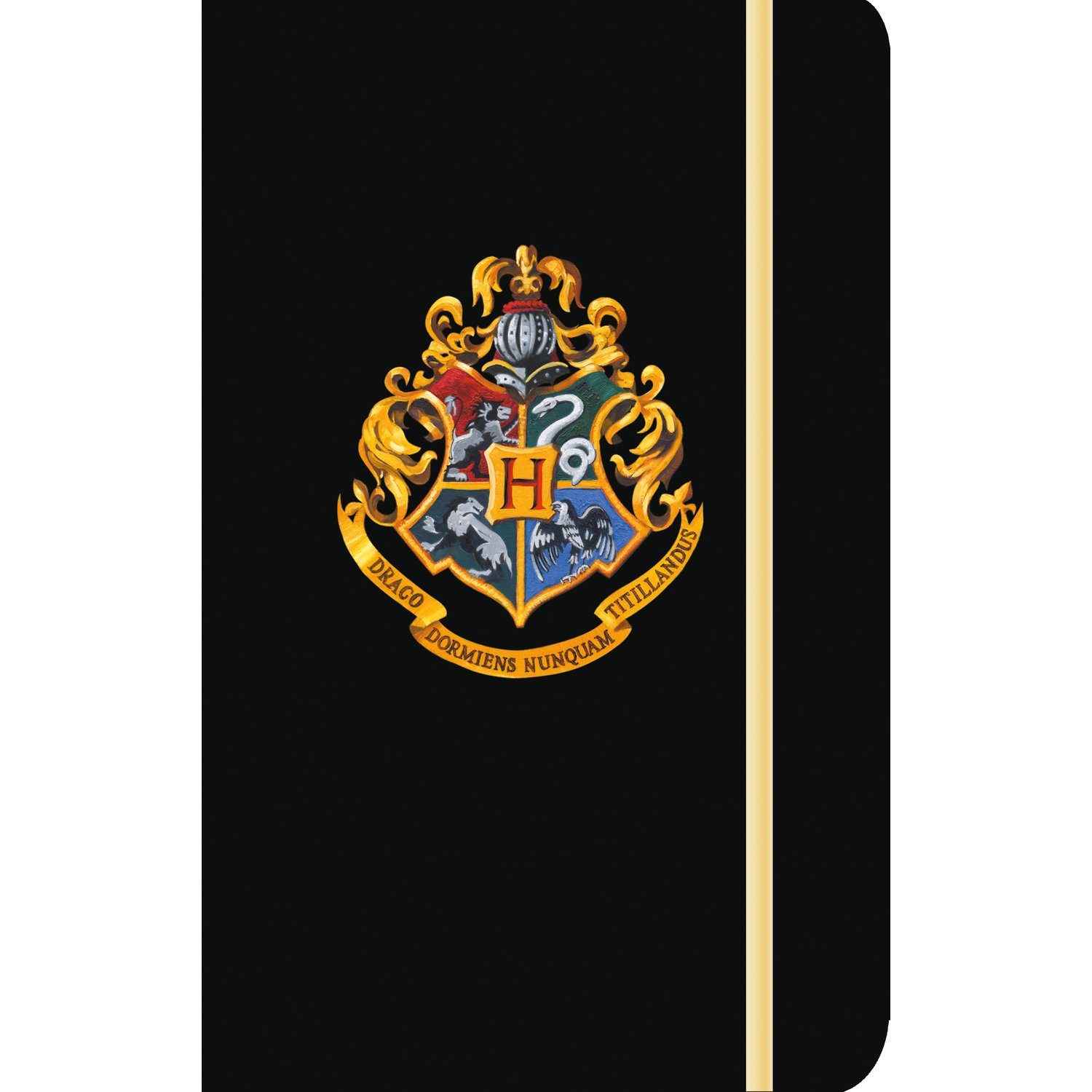 United Labels® Notizbuch Harry Potter Notizbuch - Hogwarts Hardcover liniert 80 Blatt mit Gummiband Schwarz 13 x 21 cm
