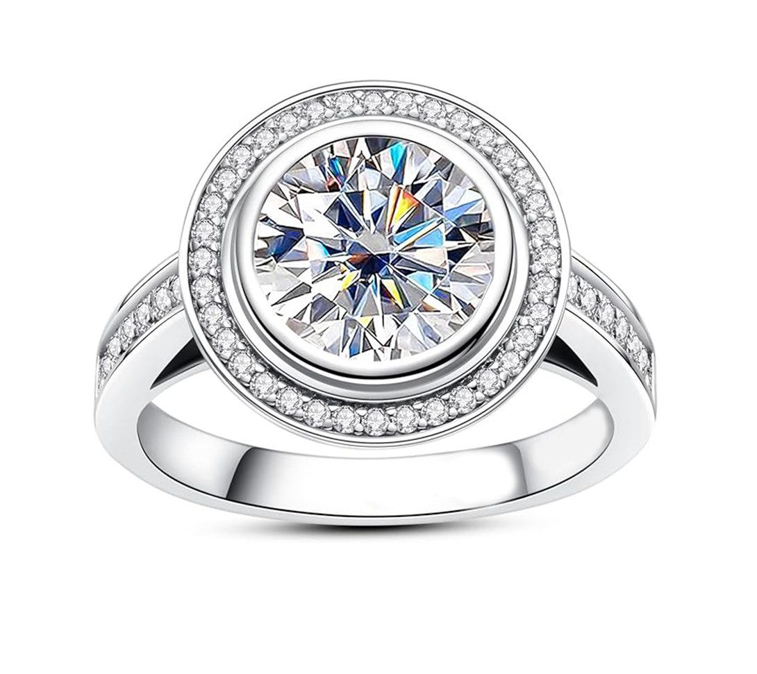 Jumpeak Trauring Ring für den Heiratsantrag, 3ct,D,VS1,3EX, Ring weiBgold damen, Geschenk für frau,Liebes geschenk für sie,Geschenk zur firmung mädchen