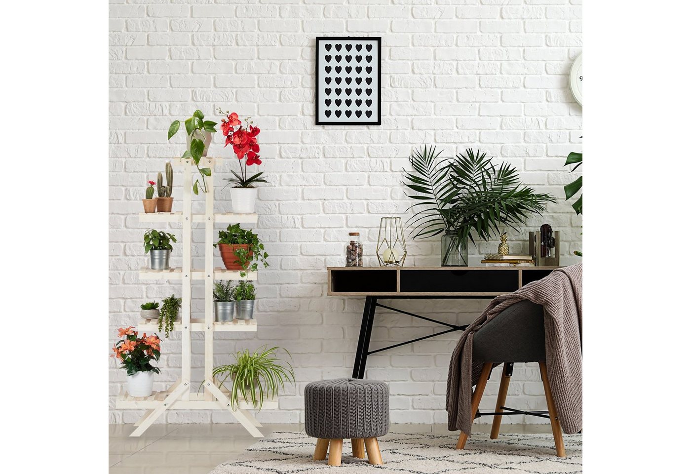 Thumbnail - relaxdays Blumenständer Blumentreppe Holz mit 5 Stufen, Weiß