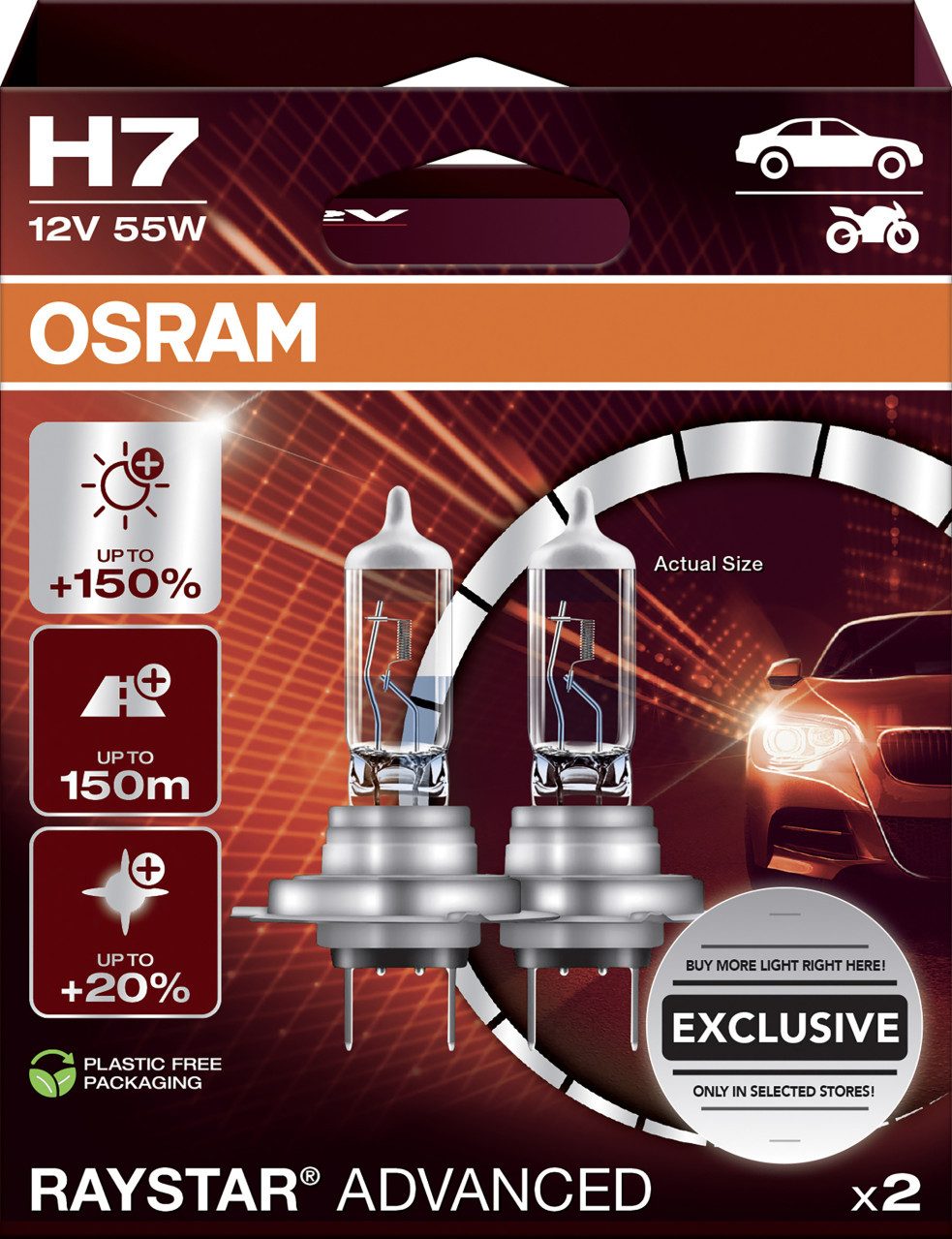 KFZ-Ersatzleuchte Osram Scheinwerferlampe H7 Raystar Advanced 2.0 2