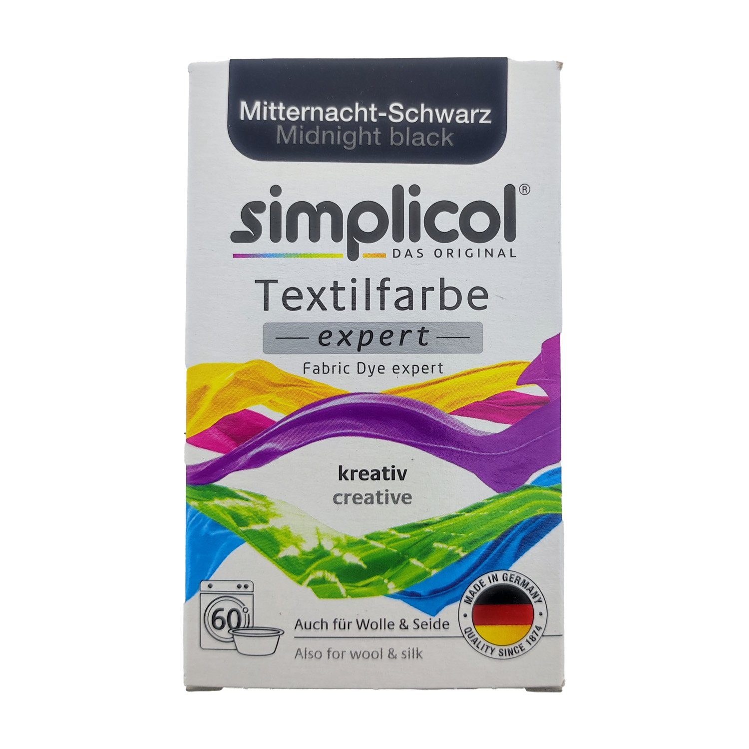 simplicol Textilfarbe Simplicol Textilfarbe Expert Mitternacht-Schwarz 150g, Farberneuerung Farbauffrischung Batik Textilfärbemittel
