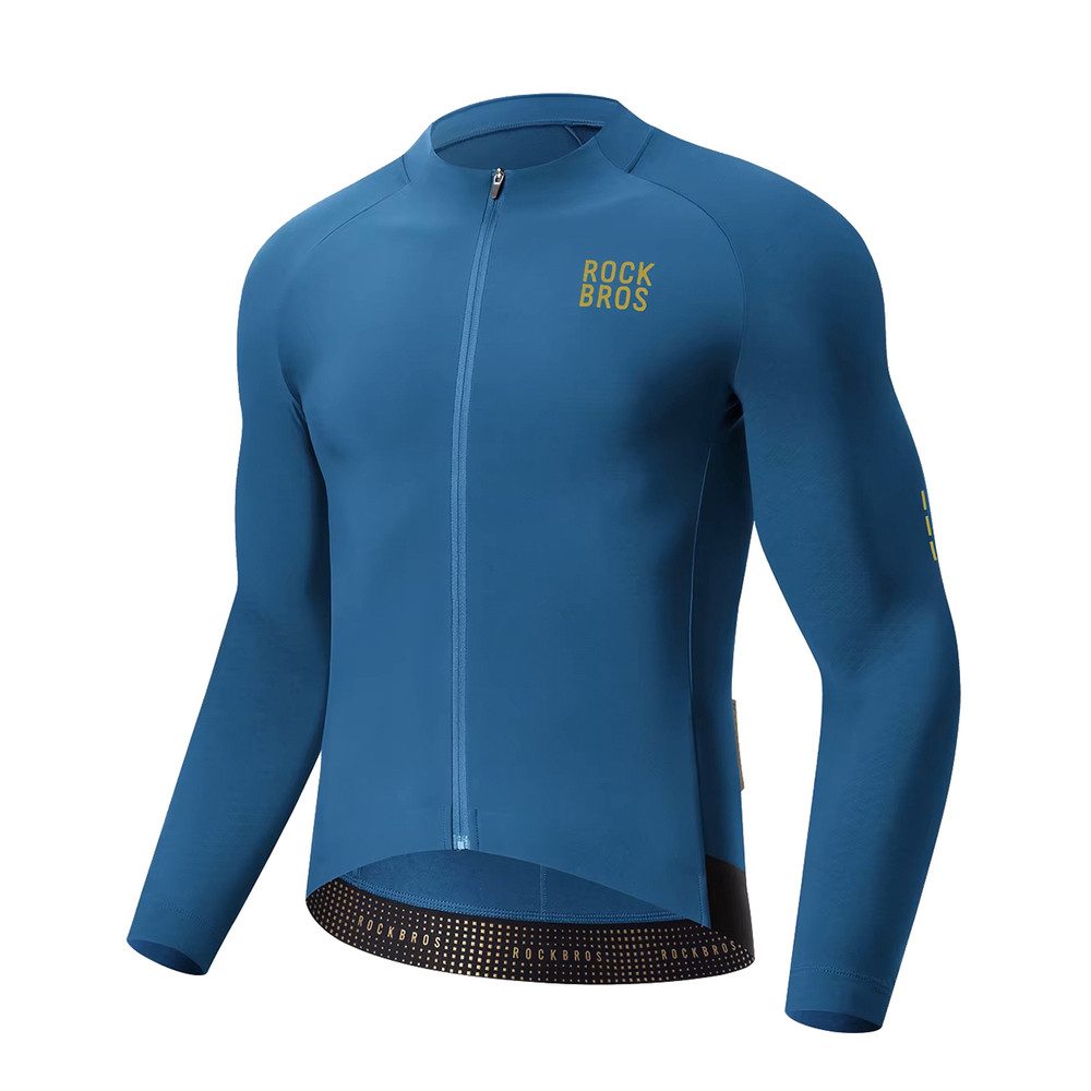 ROCKBROS Radtrikot Fahrradtrikot Langarmshirt Winteroberteil (Spar-Set, 1-tlg) Thermofleece, reflektierende Details, Vollzip