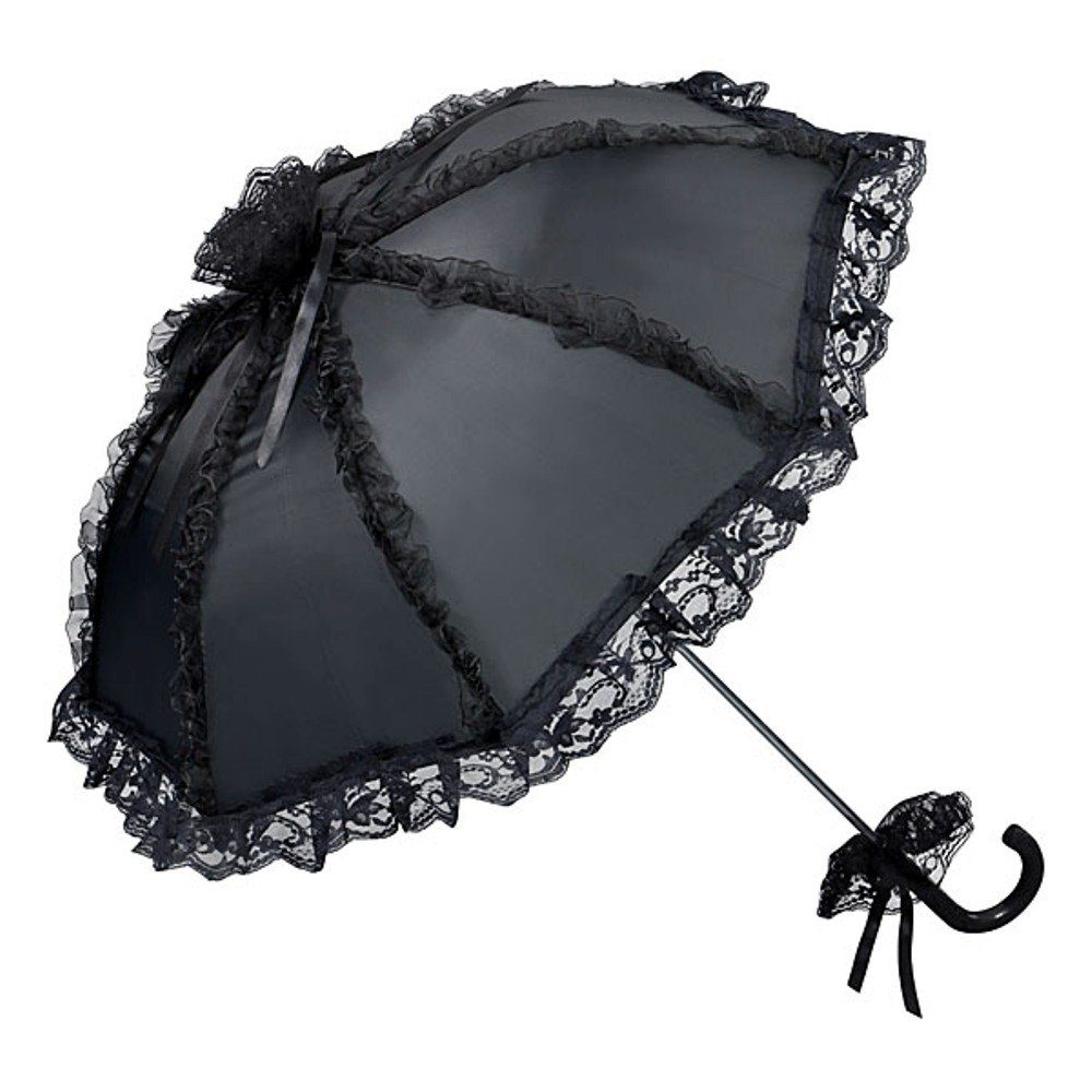 Accessoire Rüschenkante schwarz Damen Langregenschirm Regenschutz, Klein Lilienfeld kein Satinstoff von Hochzeitsschirm Malisa VON LILIENFELD Brautschirm