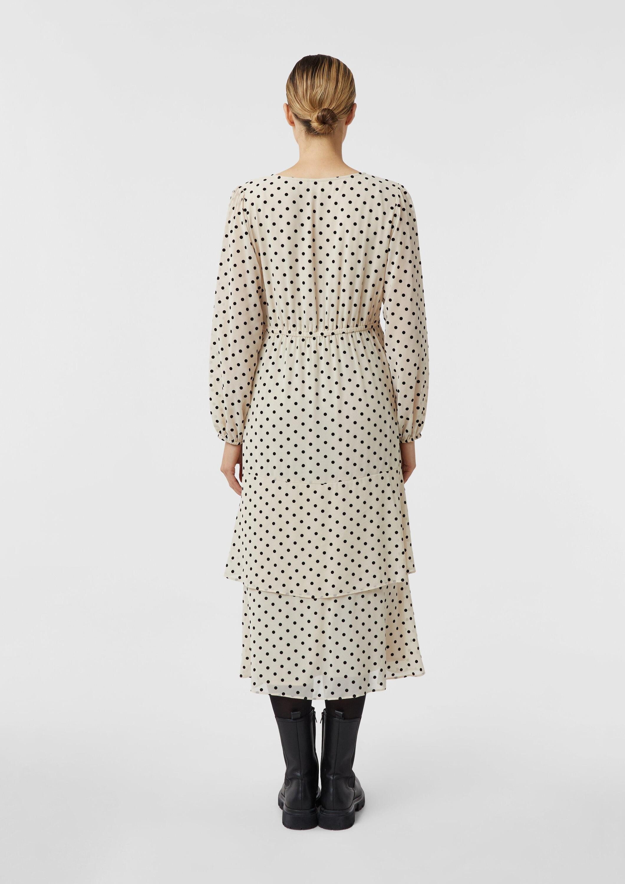 comma Midikleid Kleid Midi-Chiffonkleid mit Polka Dots
