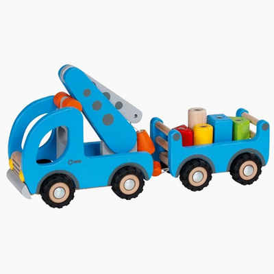 goki Spielzeug-Kran »Kranwagen mit Anhänger«, Hochwertige Gummibereifung und magnet Funktion
