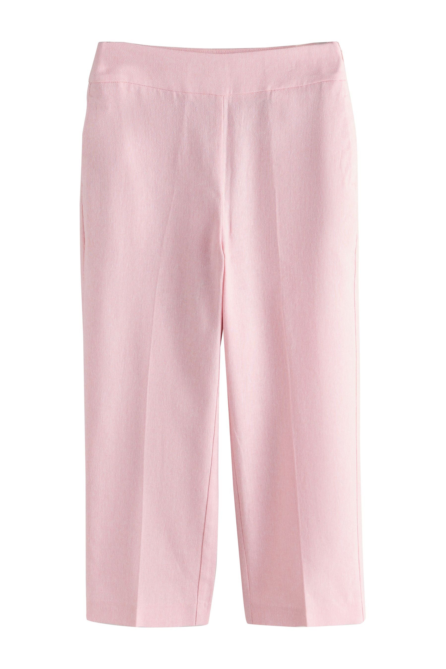 Anzughose Verkürzte Slim Fit Fischgrät-Hose mit Leinen