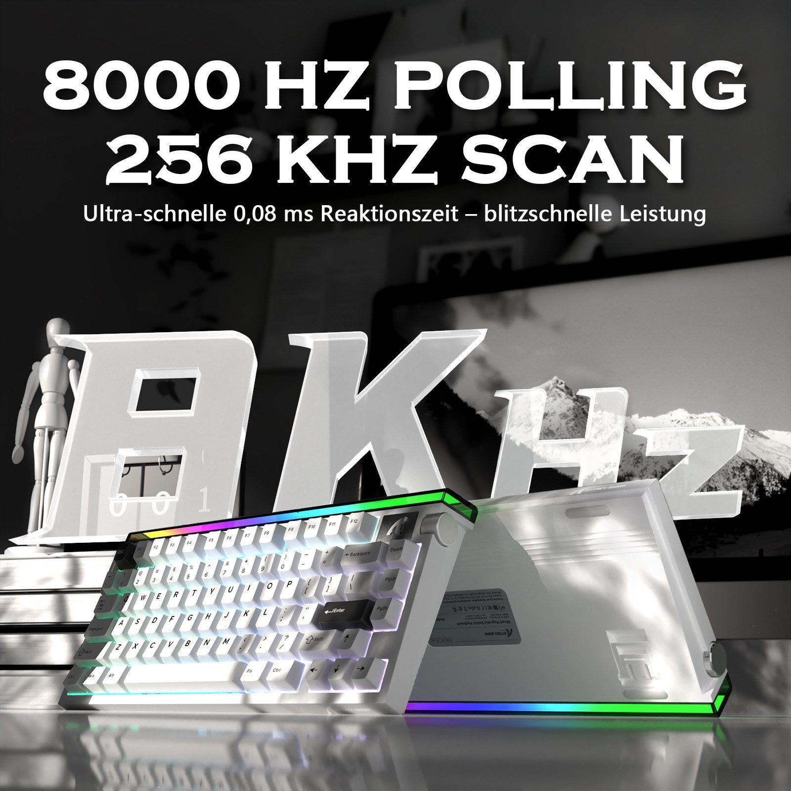 ATTACK SHARK R85 HE 8000Hz Rapid Trigger-Tastatur,0,005mm RT,Hall-Magnetic Switch Gaming-Tastatur (RGB-Lightbox, Hall-Magnetschalter,75% Gaming-Tastatur) – Bild 5 von 5