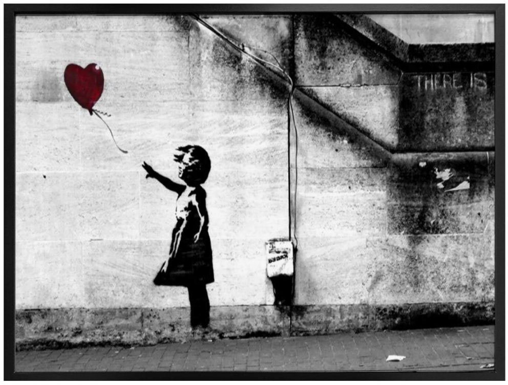 Wandposter Poster with Poster, Bild, Menschen Graffiti balloon, (1 Girl Wandbild, Wall-Art St), Bilder