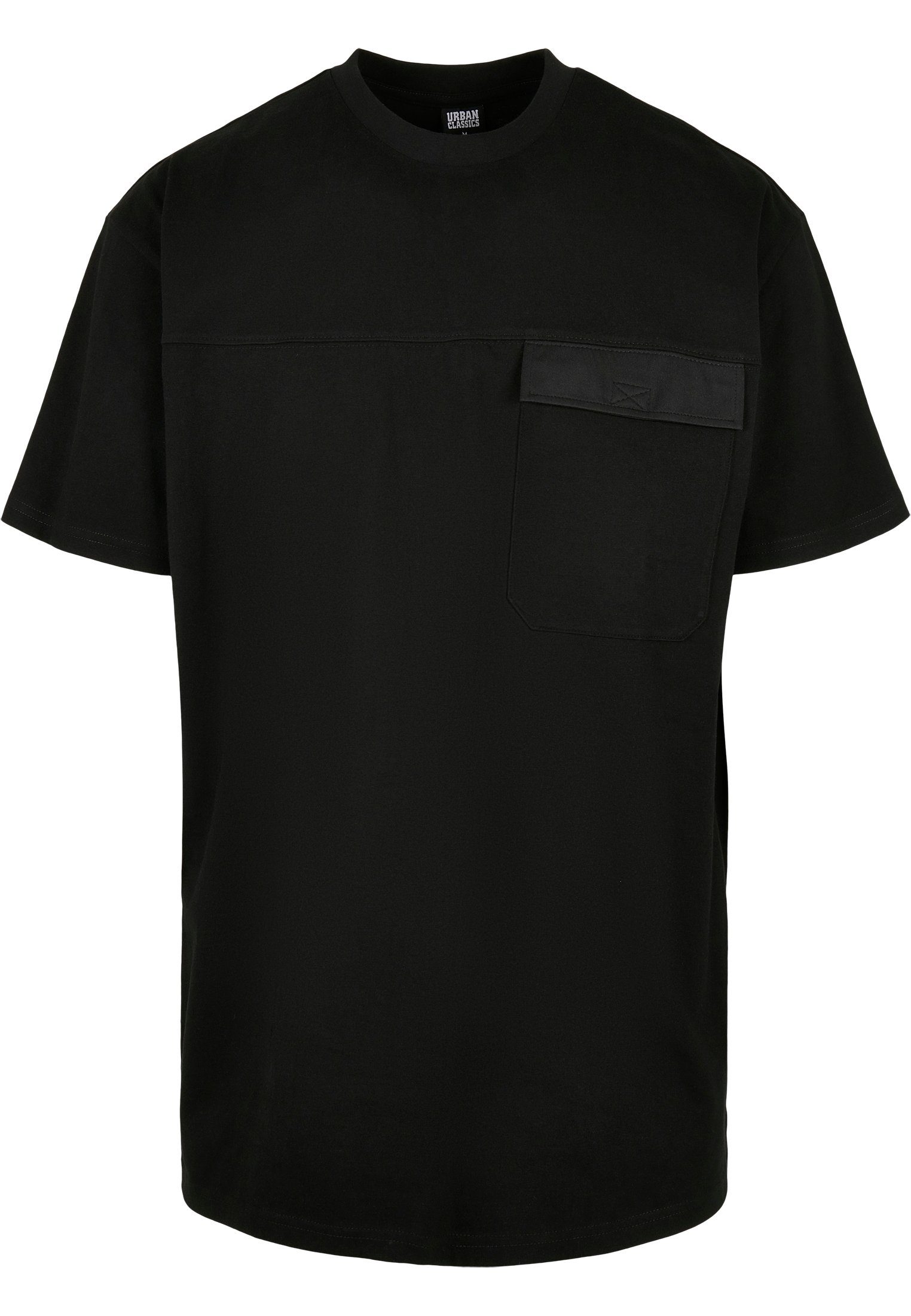 URBAN CLASSICS Print-Shirt TB4128 Big Flap Tee Black Oversized Pocket