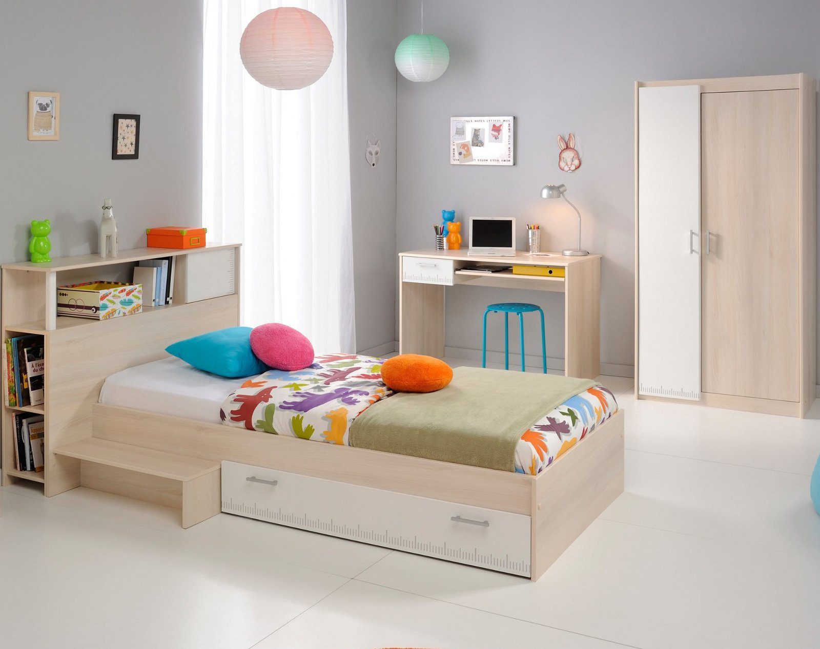 Parisot Jugendzimmer-Set »Charly«, (mit Stauraumbett 90x200, inkl.  Kleiderschrank und Schreibtisch), Kompletteinrichtung 5-teilig online  kaufen | OTTO