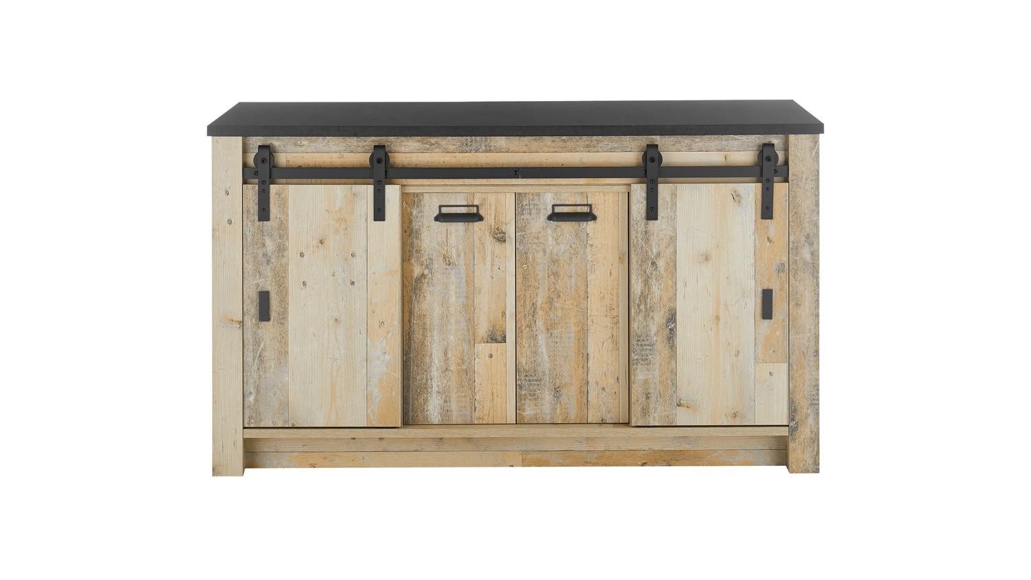 Möbel Akut Spülenunterschrank Spültisch Sherwood Küchenschrank Old Style hell 4 Türen 161 cm