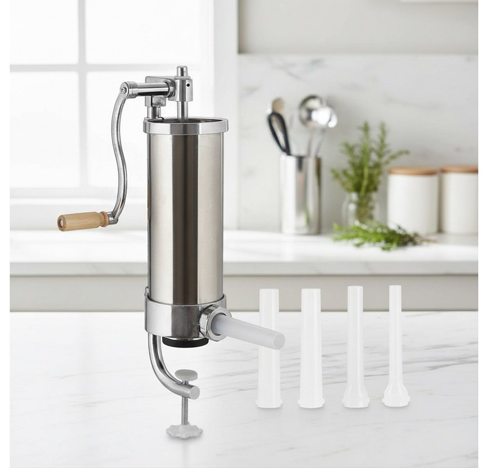 Melko Wurstfüllaufsatz Wurstfüllmaschine Edelstahl Wurstspritze Presse Gastro Küche Maschine, Zubehör für Universal, ergonomische Handkurbel