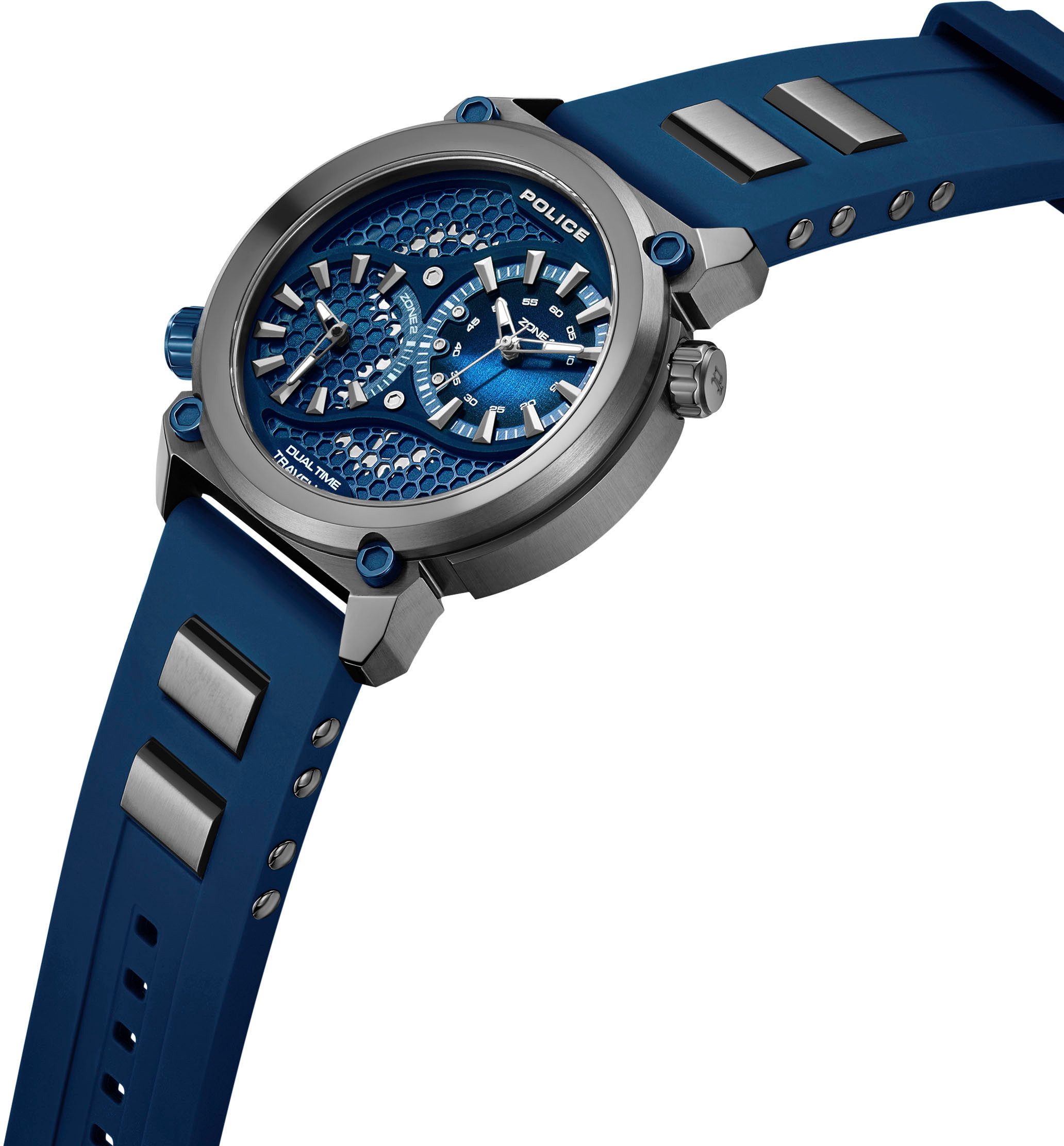 Police Multifunktionsuhr BOA PEWGM0071803, Quarzuhr, Armbanduhr, Herrenuhr, Silikonarmband, analog, Dualzeit