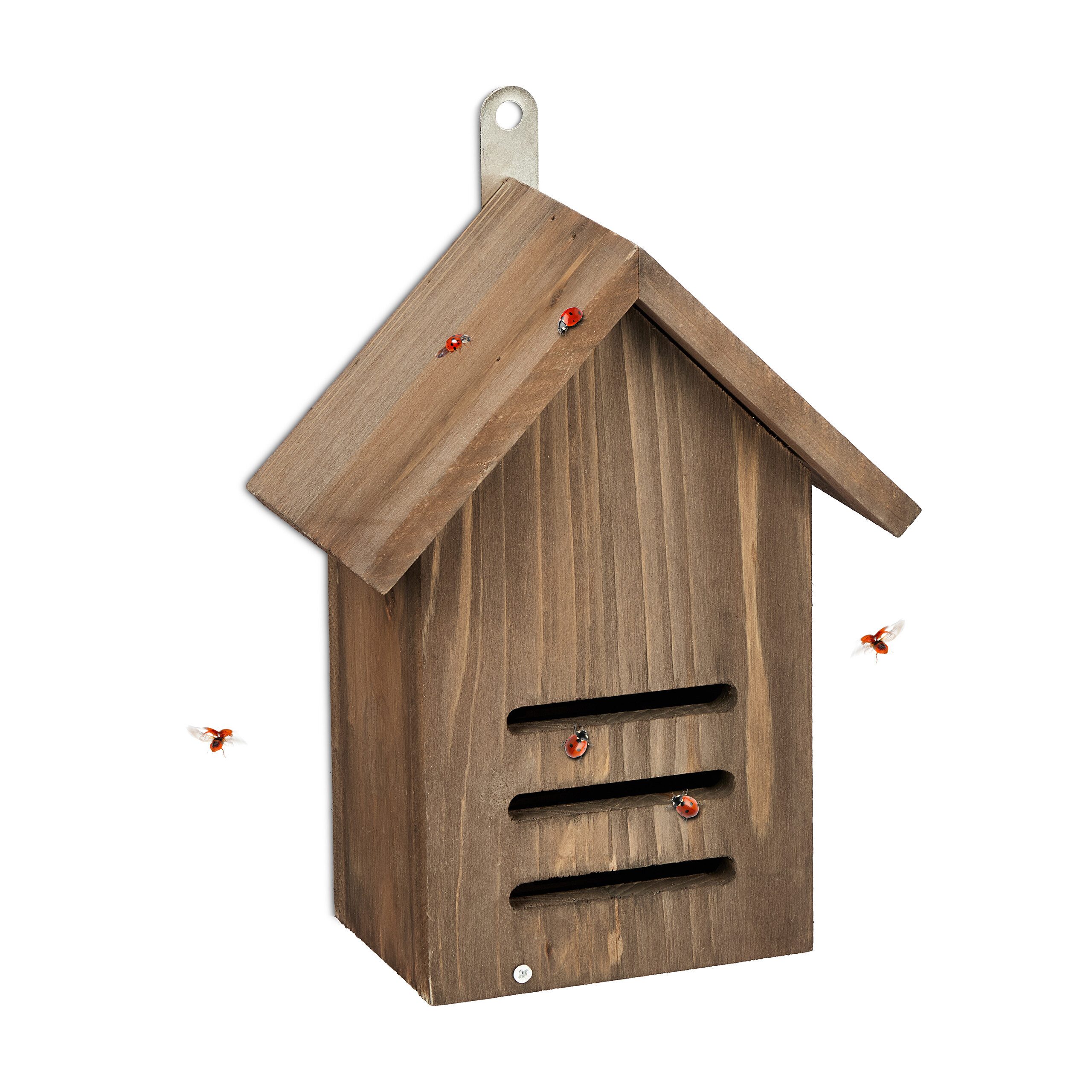 relaxdays Insektenhotel Marienkäferhaus aus Tannenholz braun, (1-St)