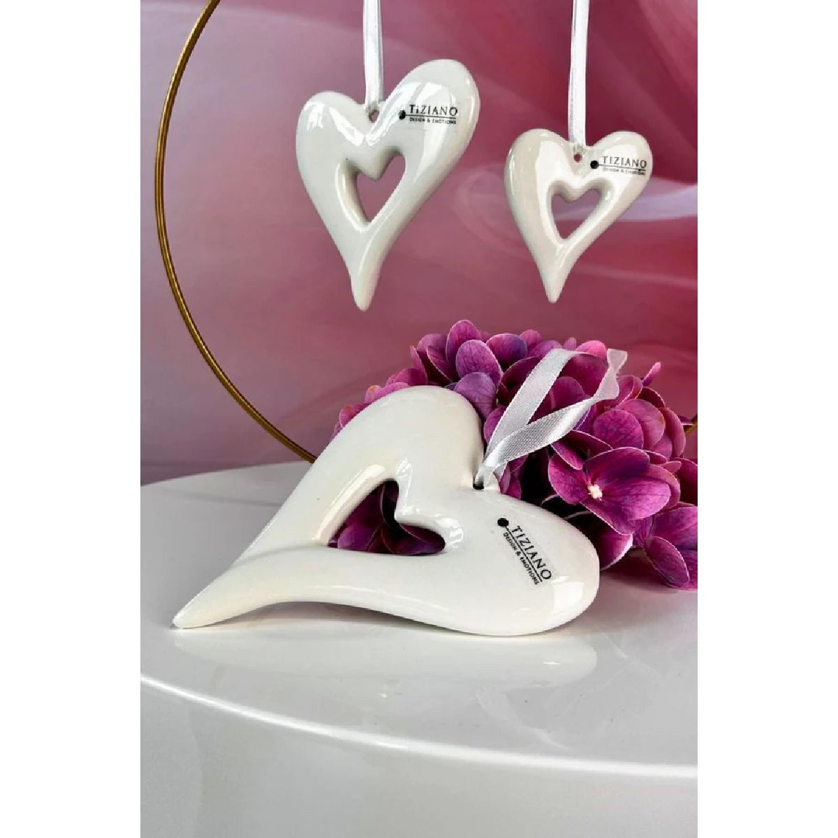 TIZIANO - DESIGN & EMOTIONS Dekohänger Herz Belvina creme – Hängedeko Herz offen – Keramik