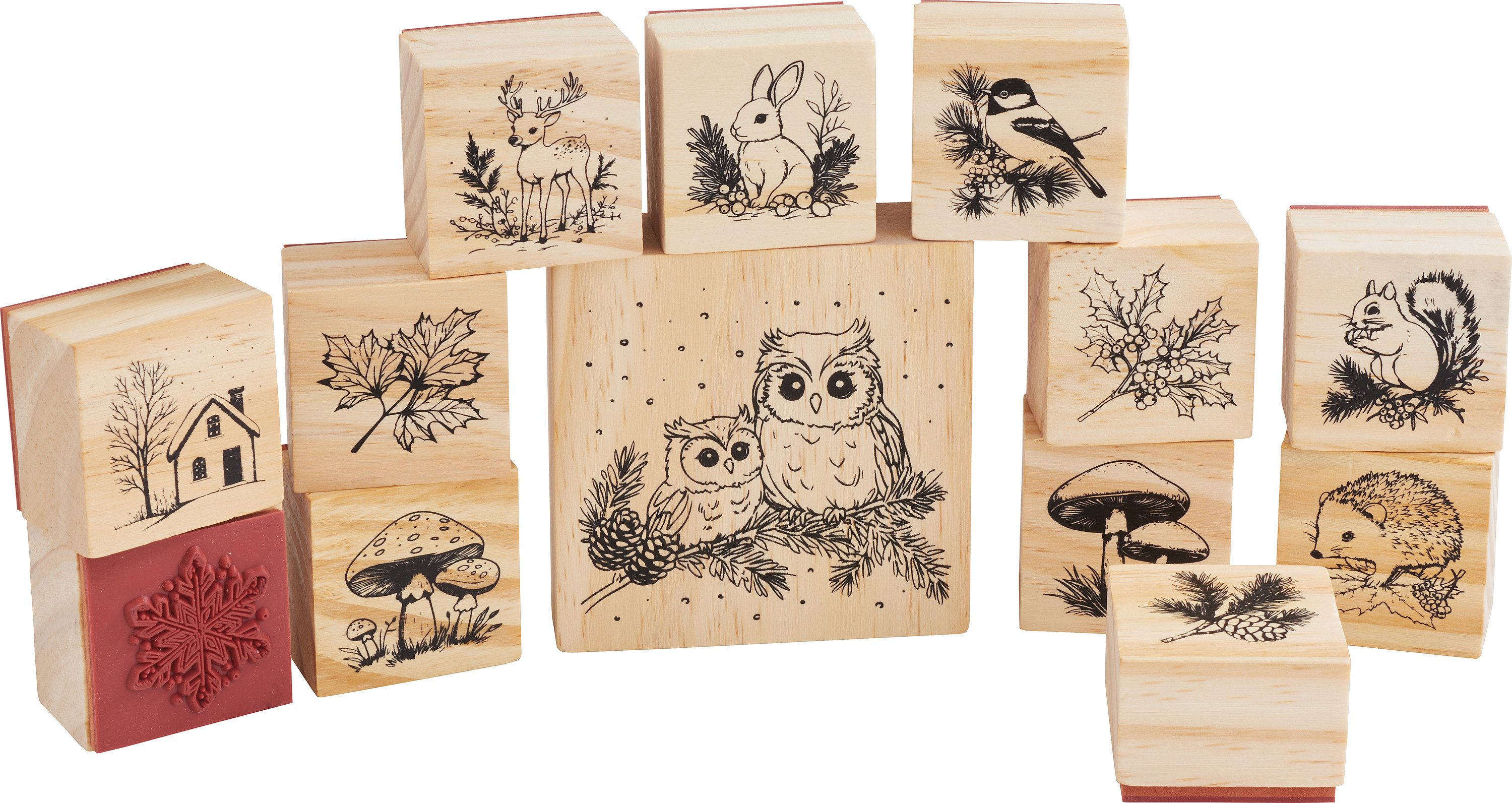 VBS Stempel Holzstempel-Set "Winterzeit", 13 Stück